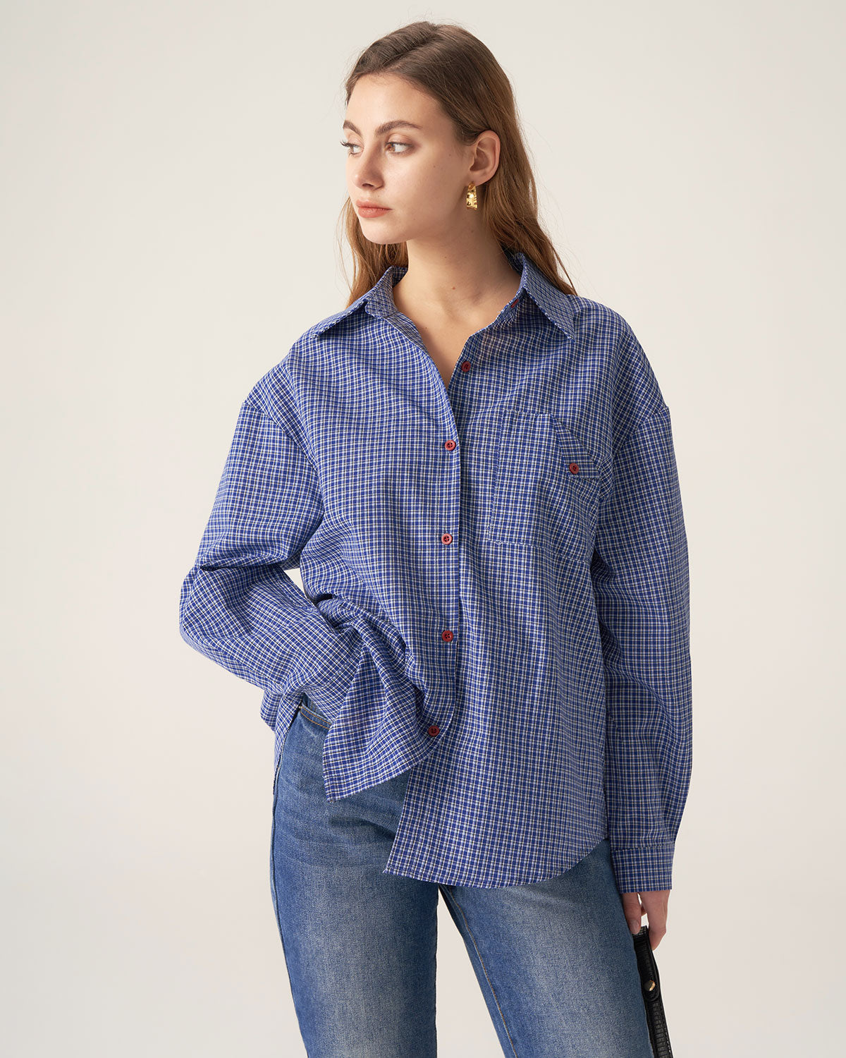 Blue Plaid Pocket Shirt Clearance Best