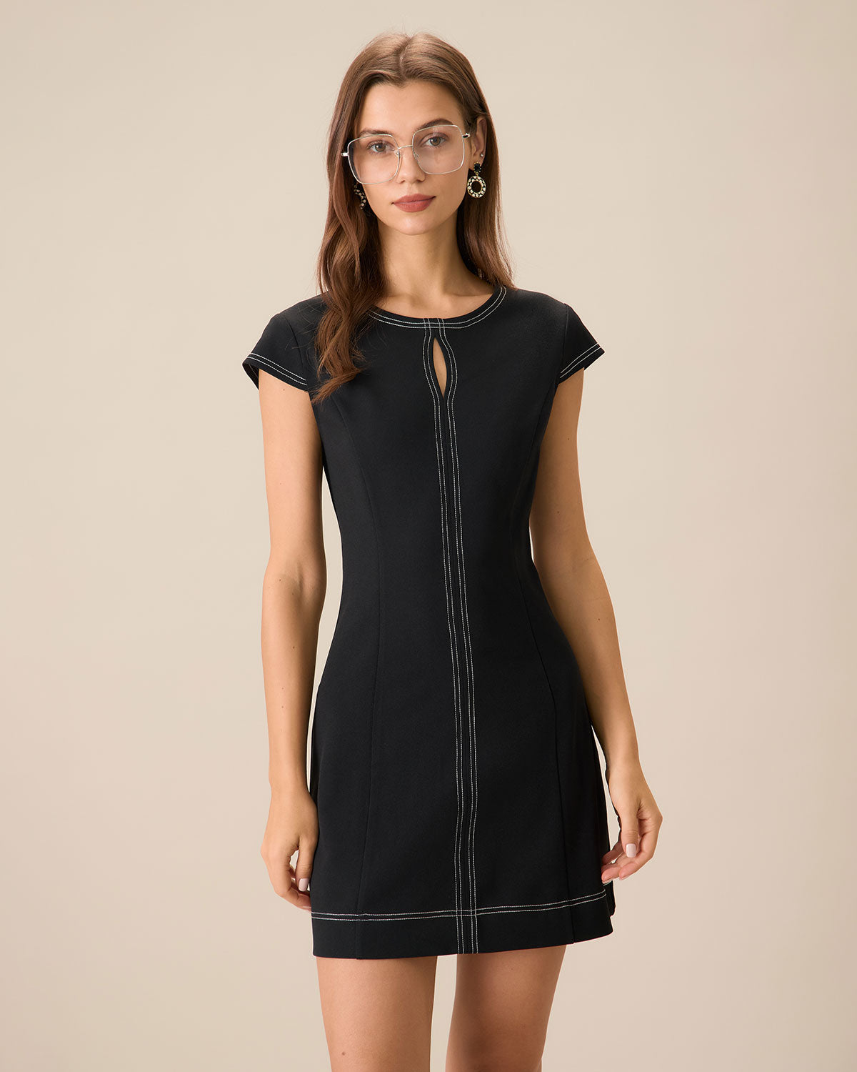 Black Contrasting Mini Dress Clearance Fast Delivery