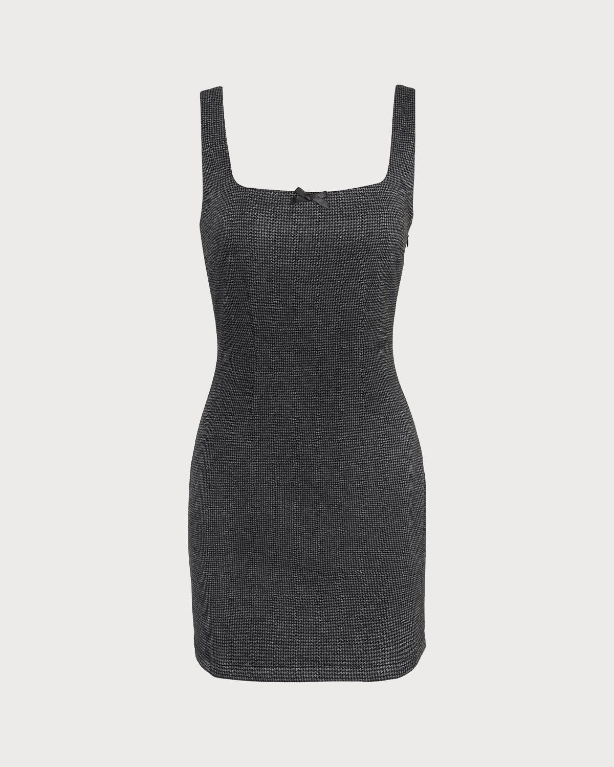 The Black Square Neck Sleeveless Mini Dress Free Shipping Fake