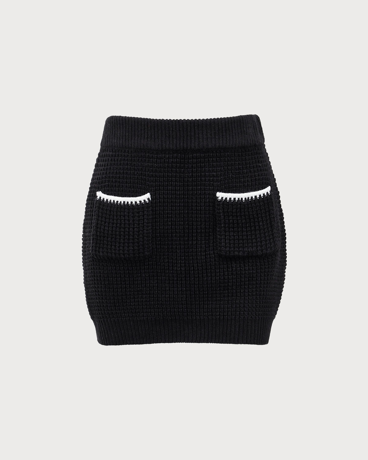 Black Contrasting Knit A-line Mini Skirt Free Shipping Footlocker Finishline