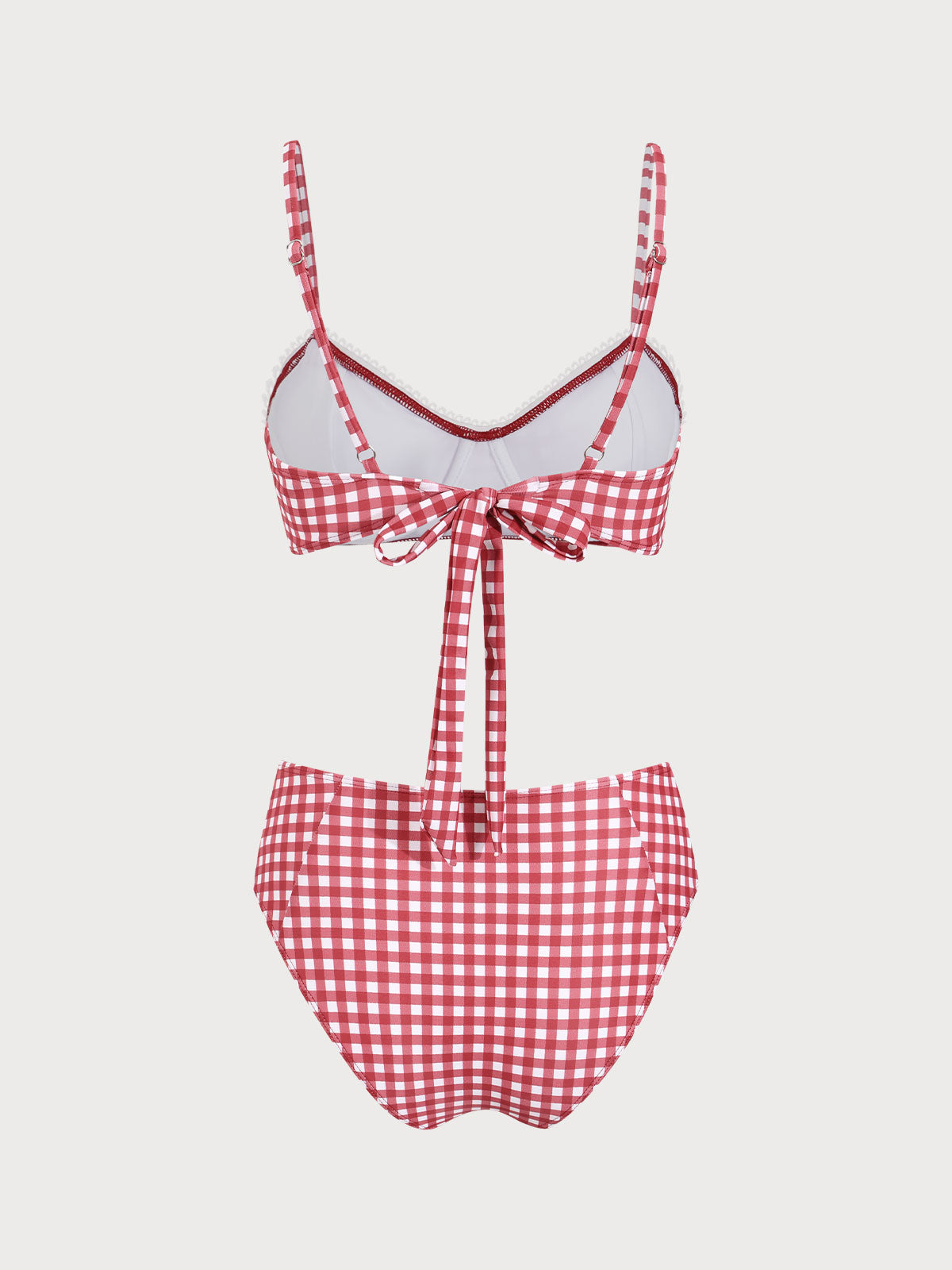 Red Plaid Tie-back Bikini Set Pices Cheap Pice