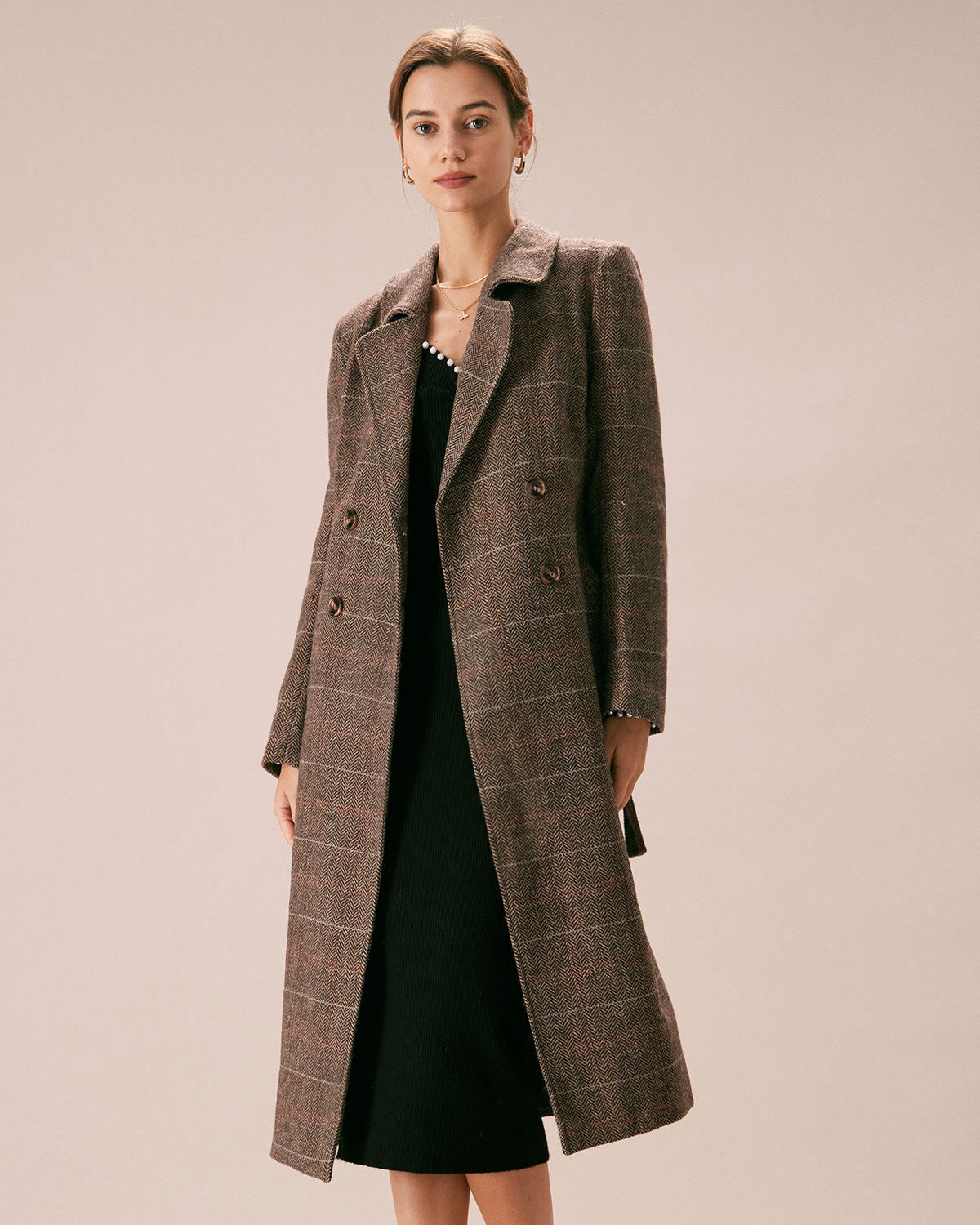 The Coffee Lapel Belted Double Breasted Coat Pay With Paypal