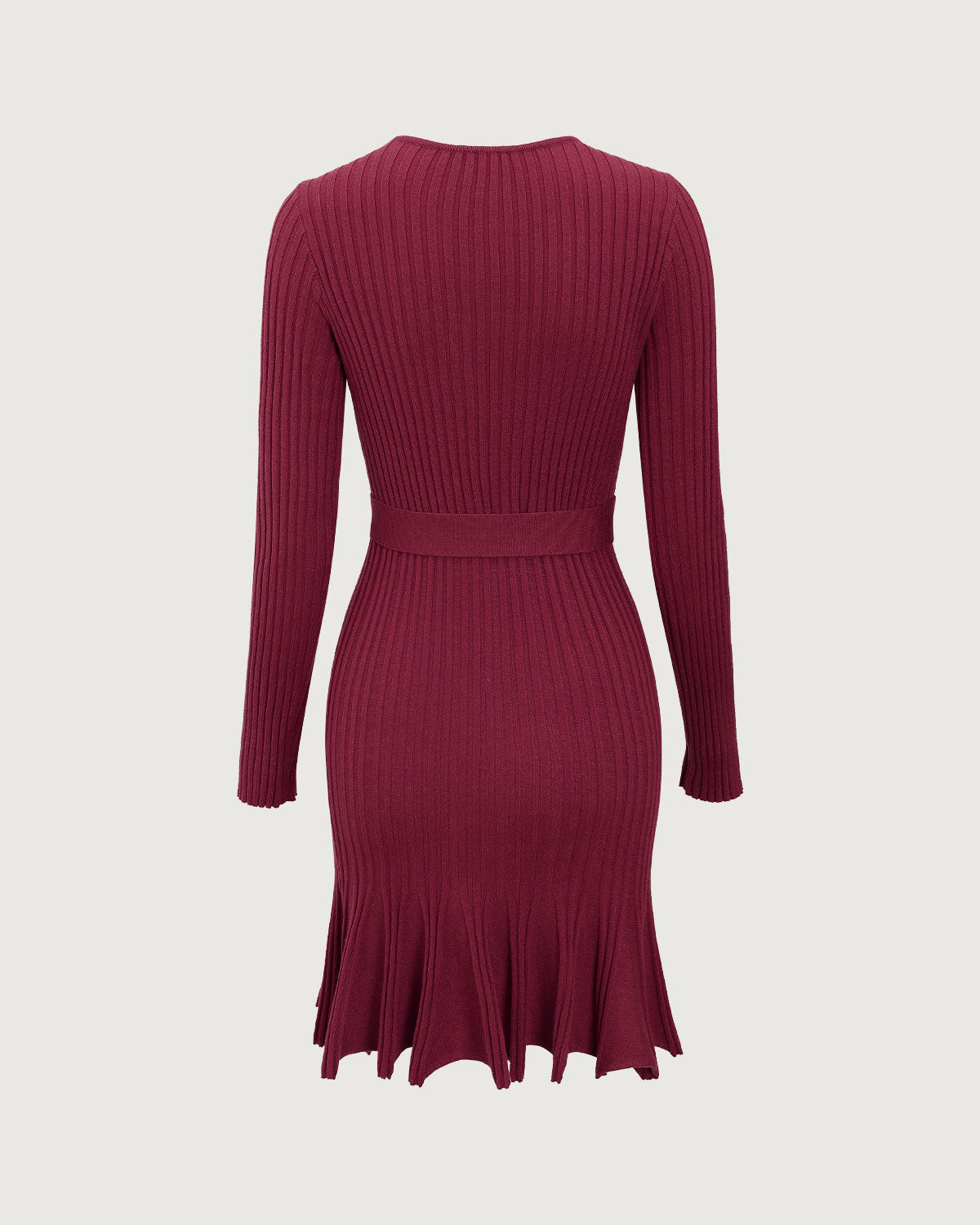 Wine Red Wrap Sweater Mini Dress Clearance Purchase