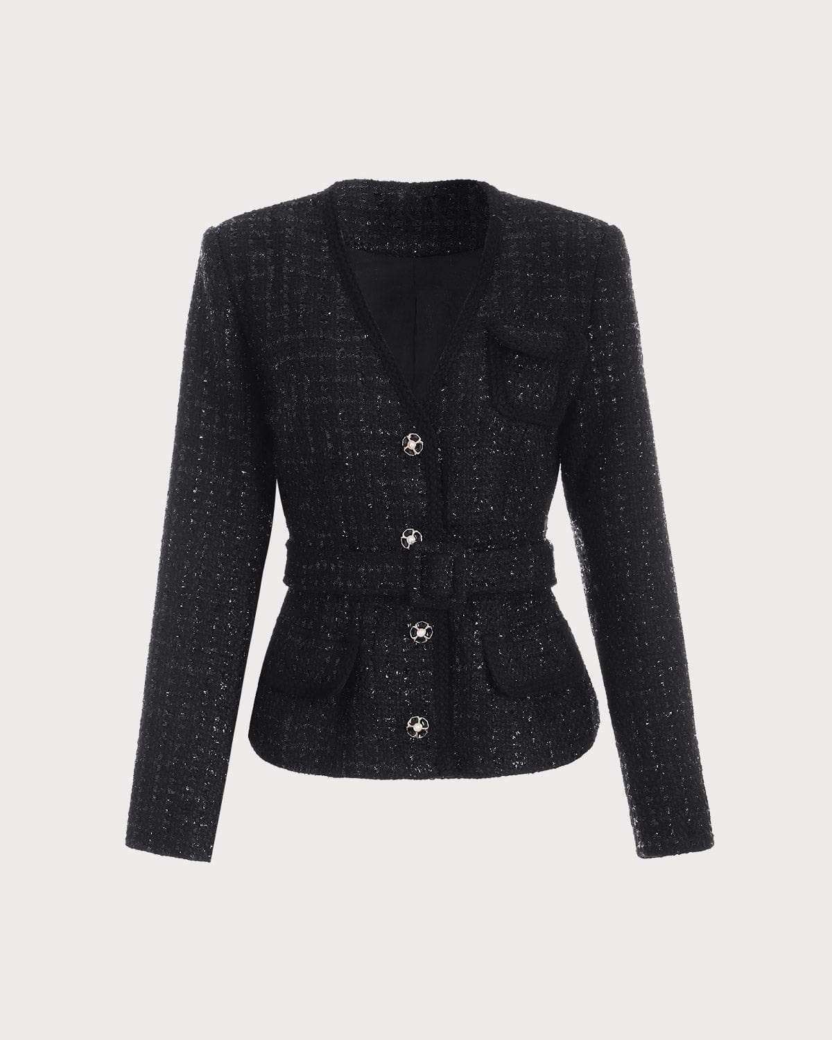 The V Neck Single-breasted Belted Jacket Cheap Explore