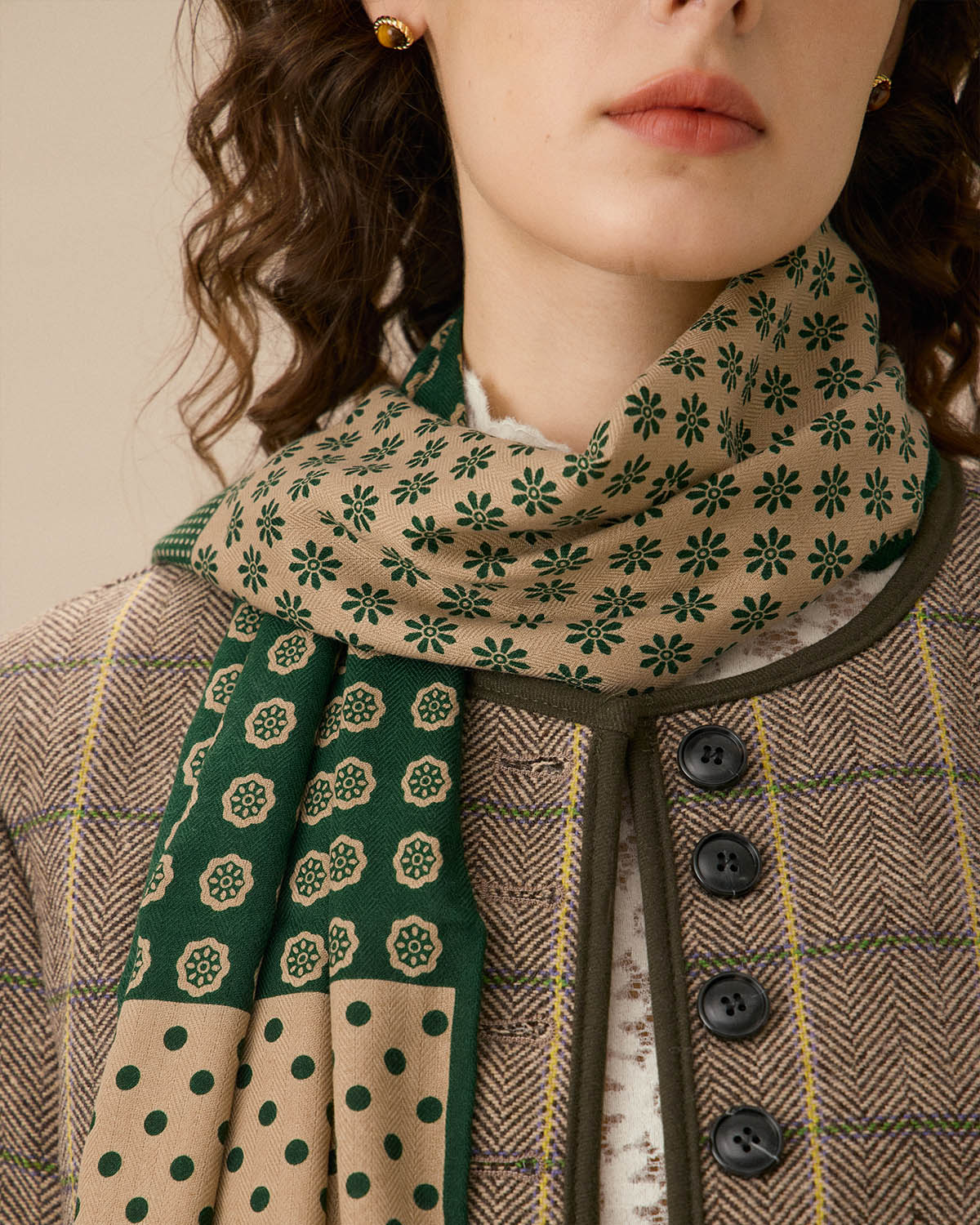 Green Polka Dot Print Scarf Best Place For Sale