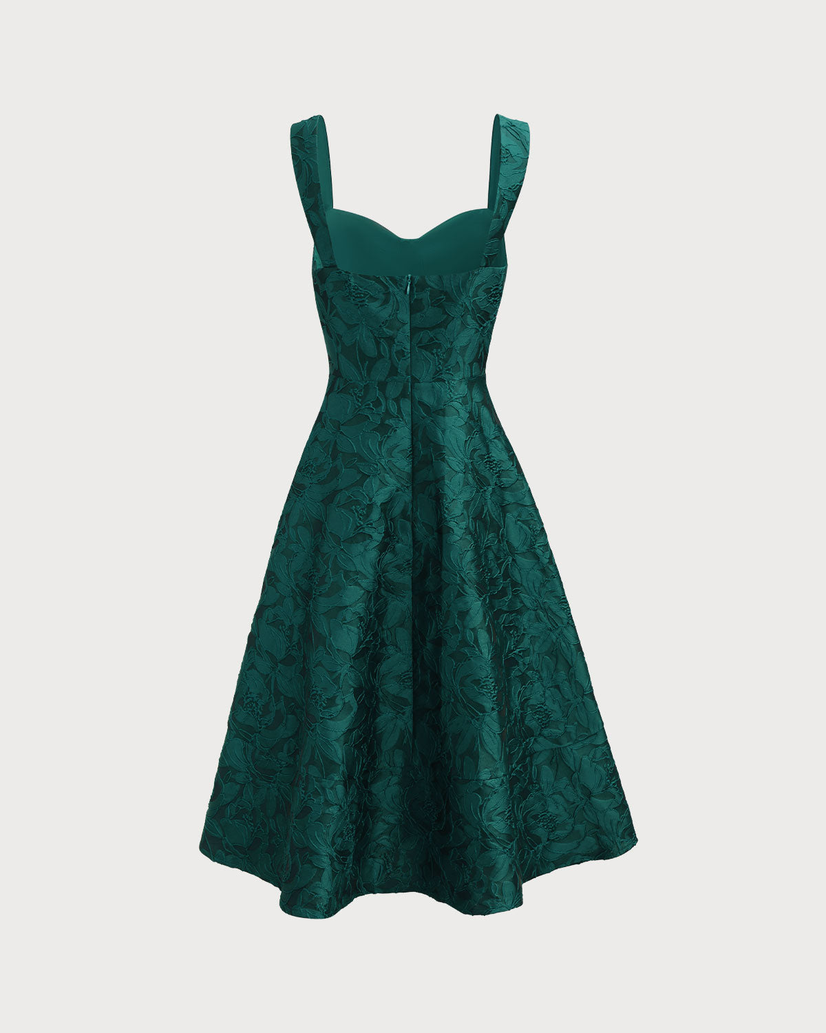 Green Sweetheart Neck Jacquard Midi Dress Classic For Sale