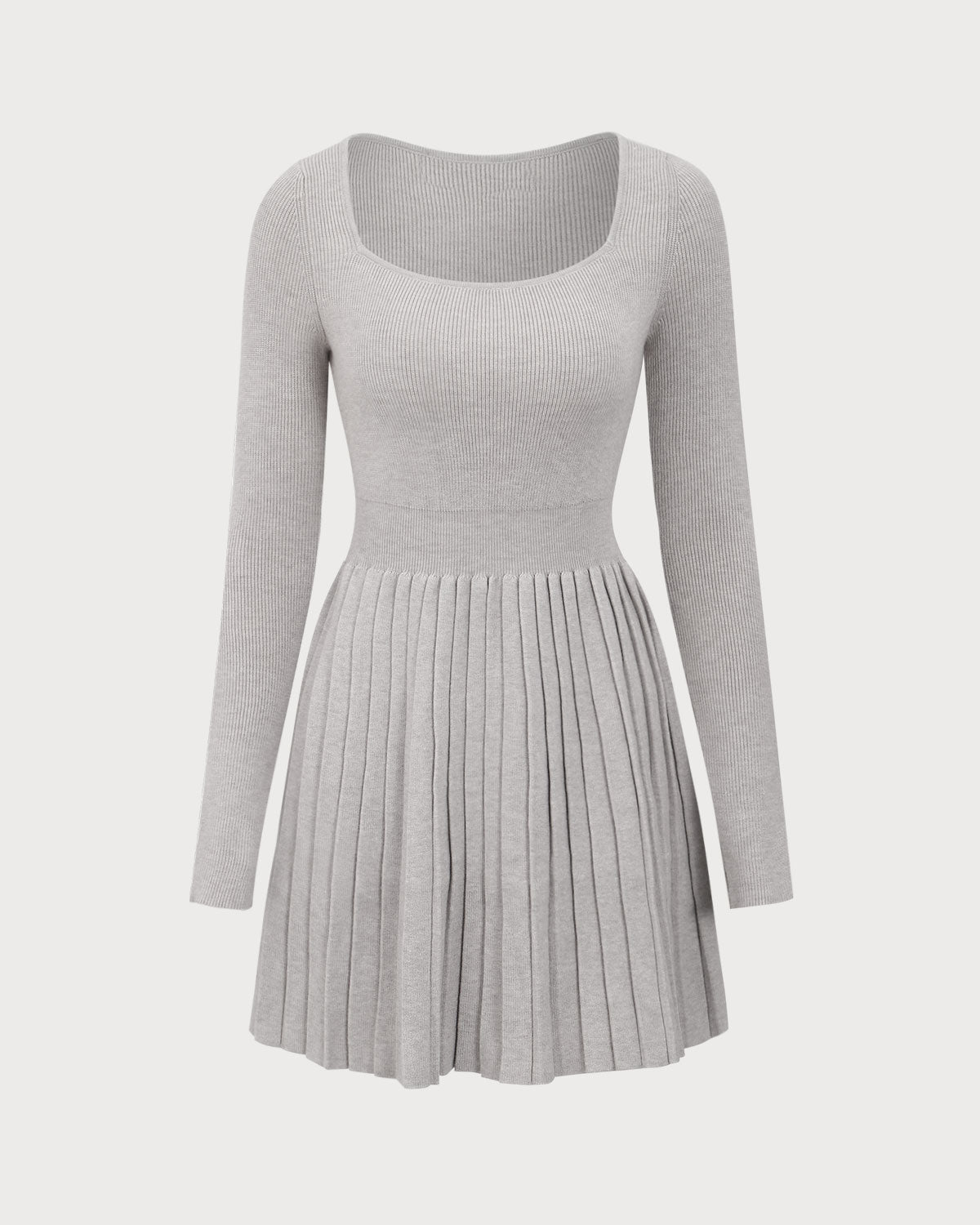 Apricot Square Neck Pleated Sweater Dress Clearance In China