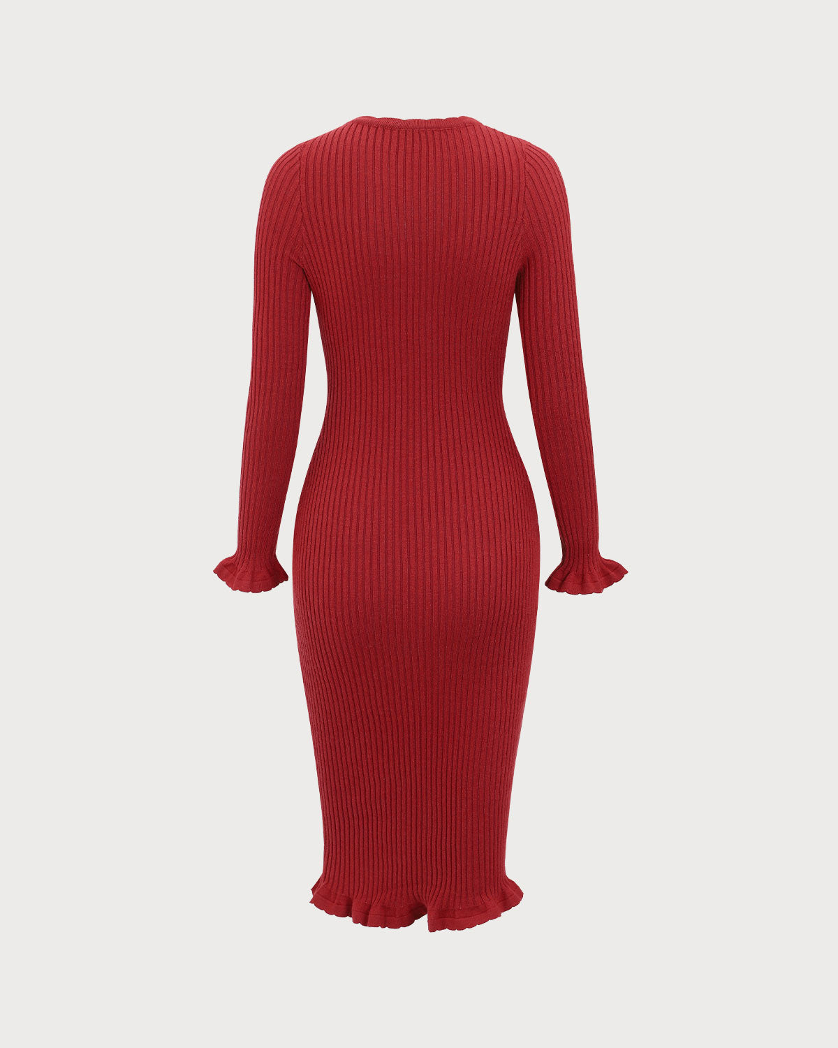 Red Bodycon Bell Sleeve Sweater Dress Sale 100% Guaranteed