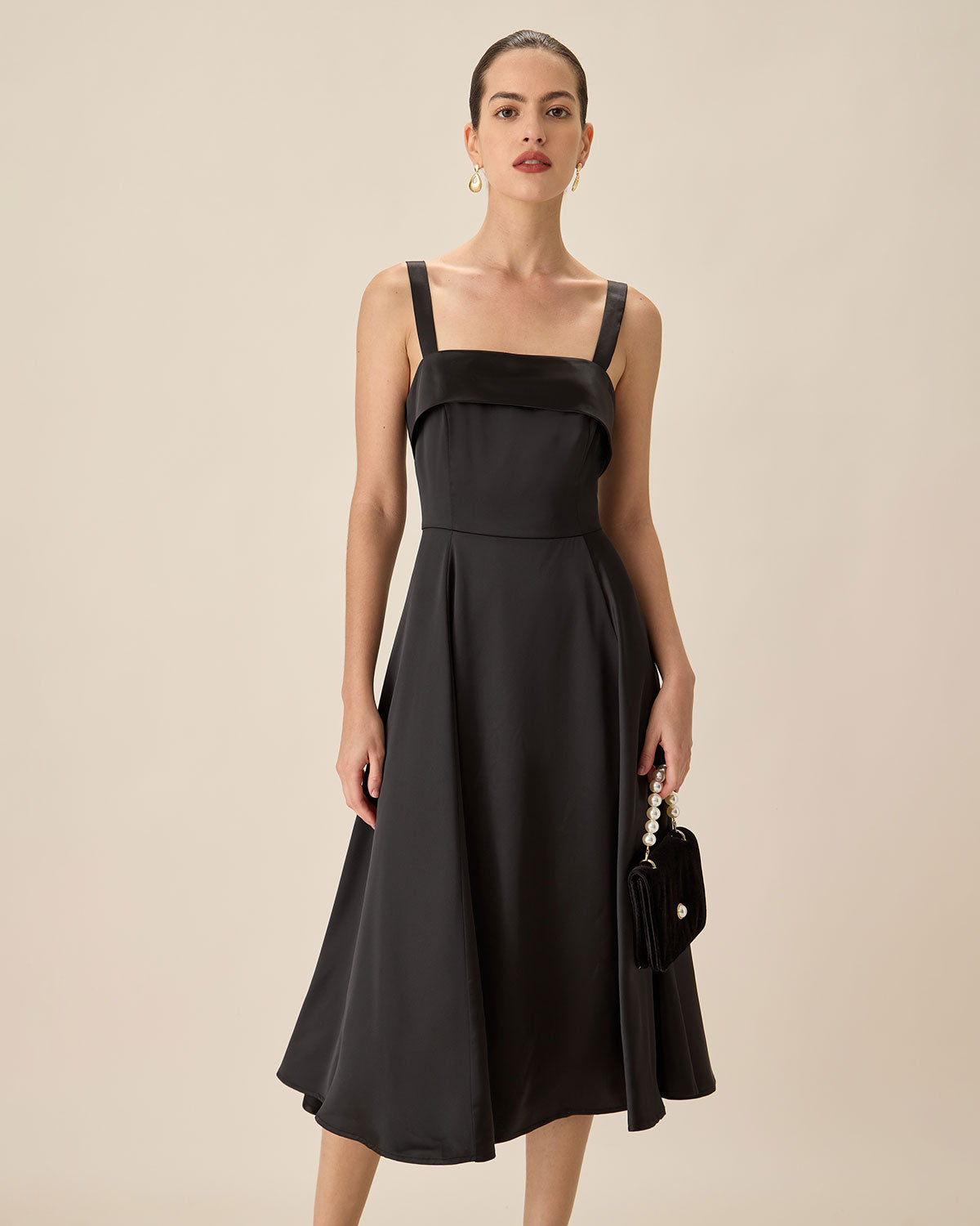 Black Satin Slip Midi Dress Free Shipping Best Place