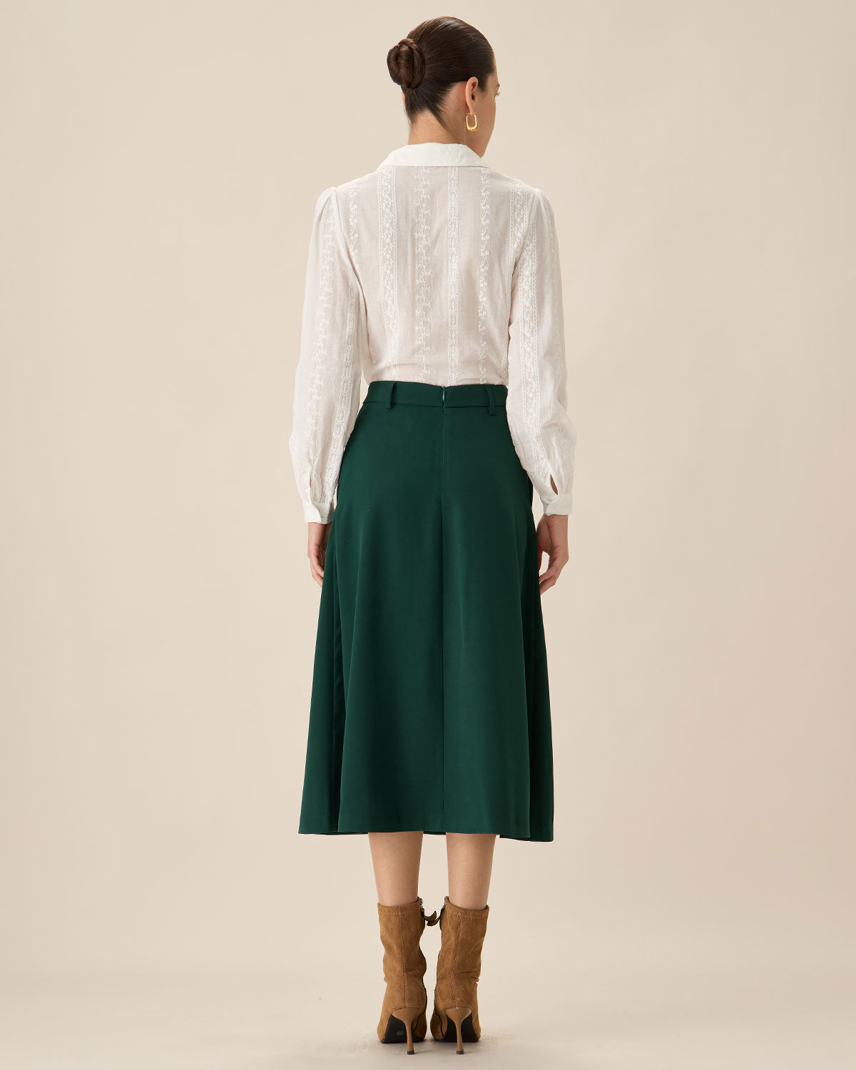 Green High-waisted Button Midi Skirt Cheap Sale Pick A Best