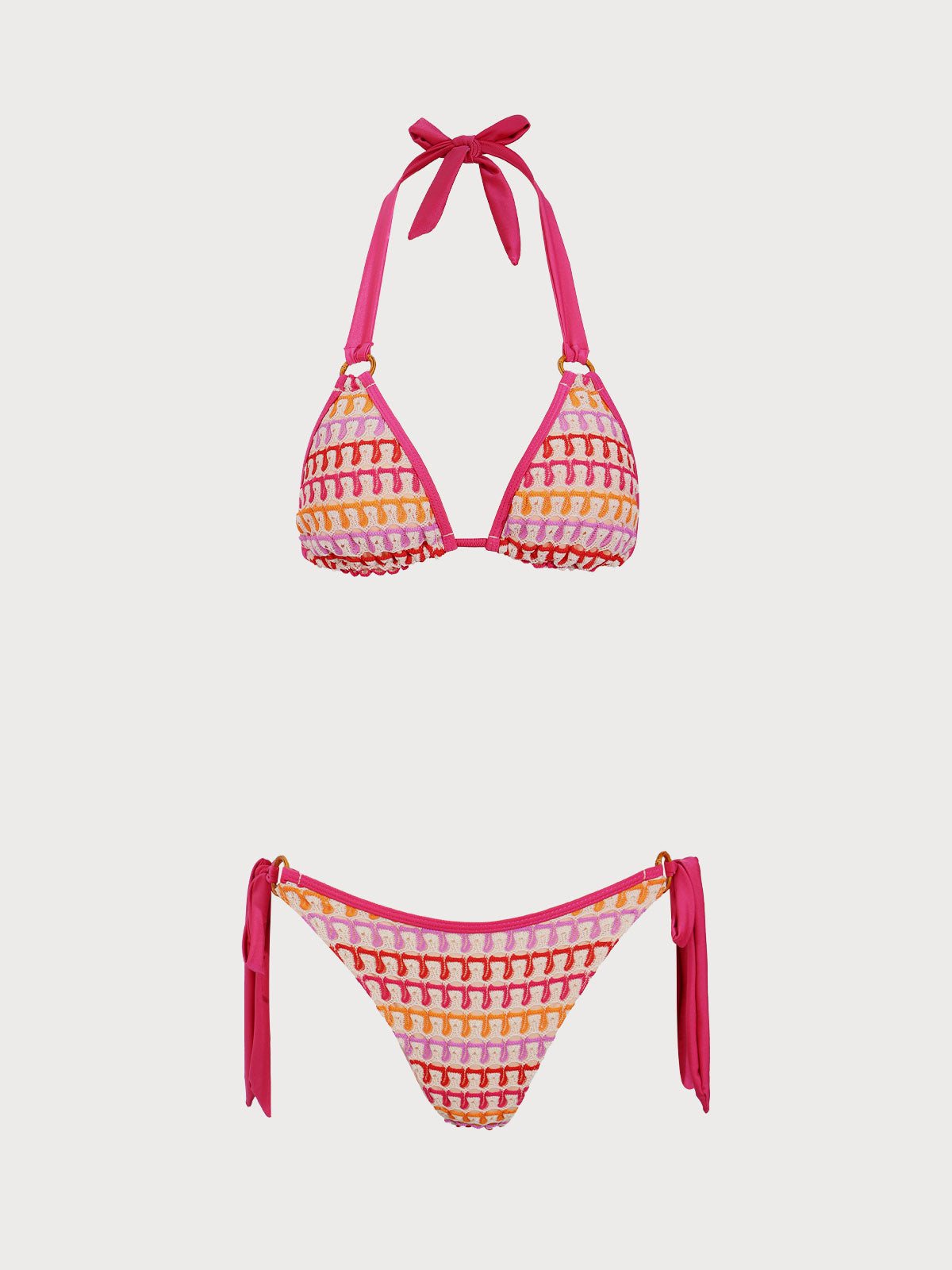 Orange Rainbow Strip Drawstring Bikini Set Buy Cheap Discount