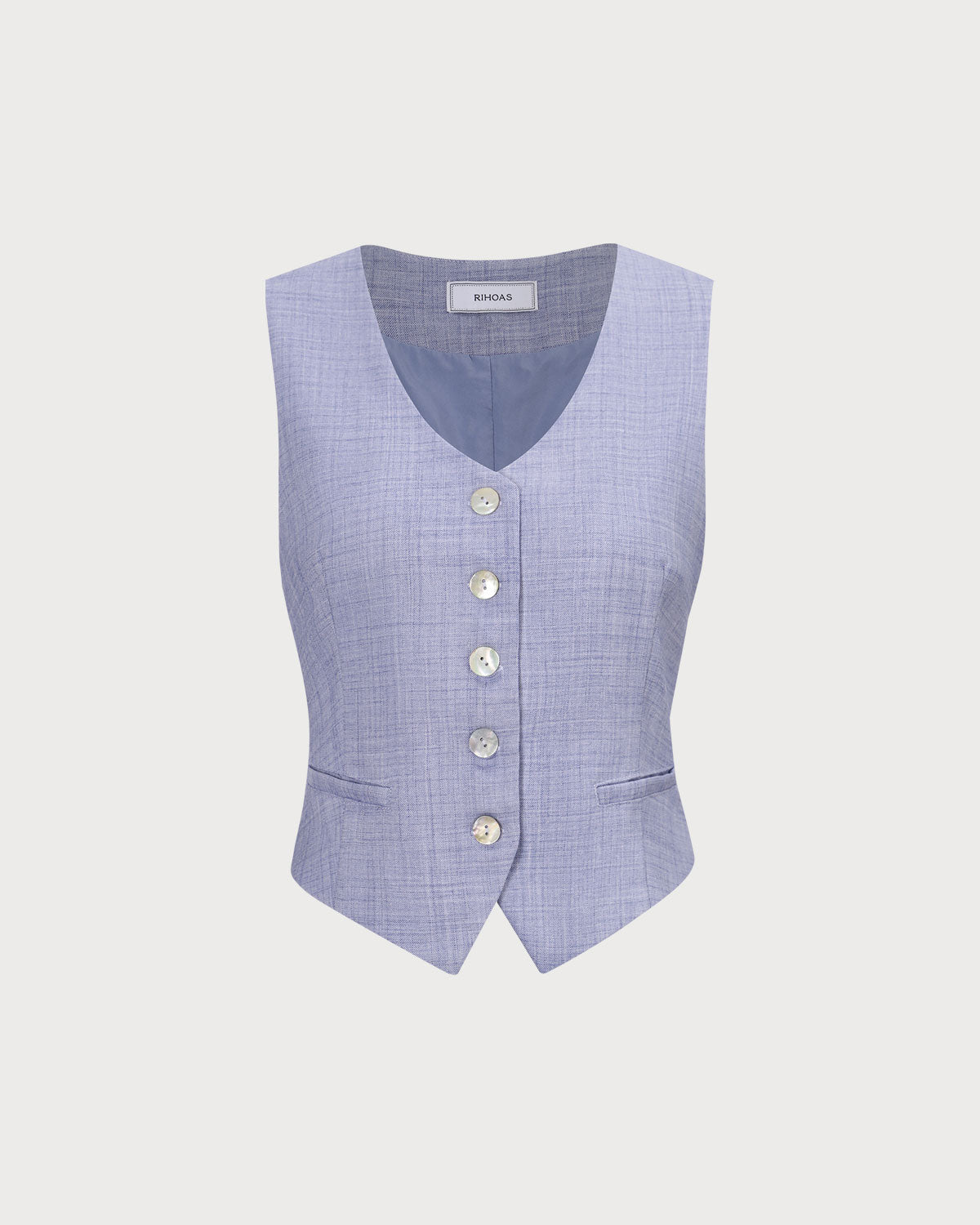 The Blue V-Neck Button Vest Outlet Manchester Great Sale