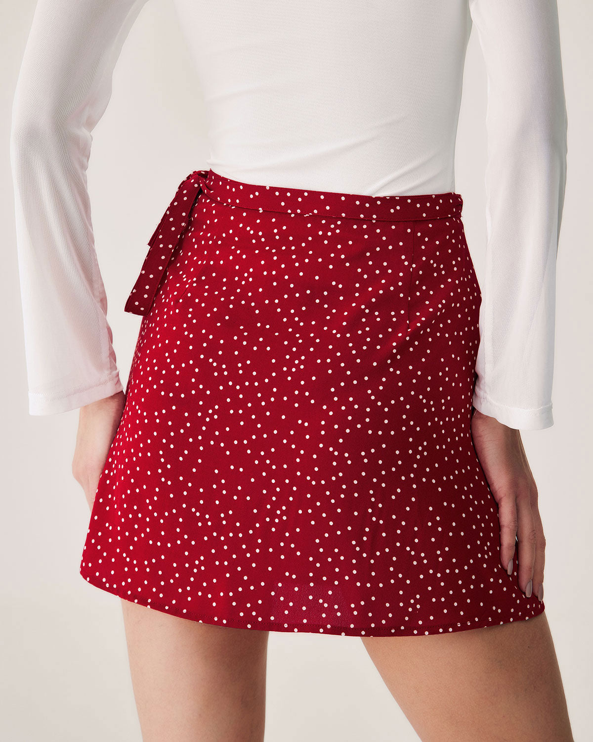 Red Polka Dot Wrap Mini Skirt Quality Free Shipping For Sale