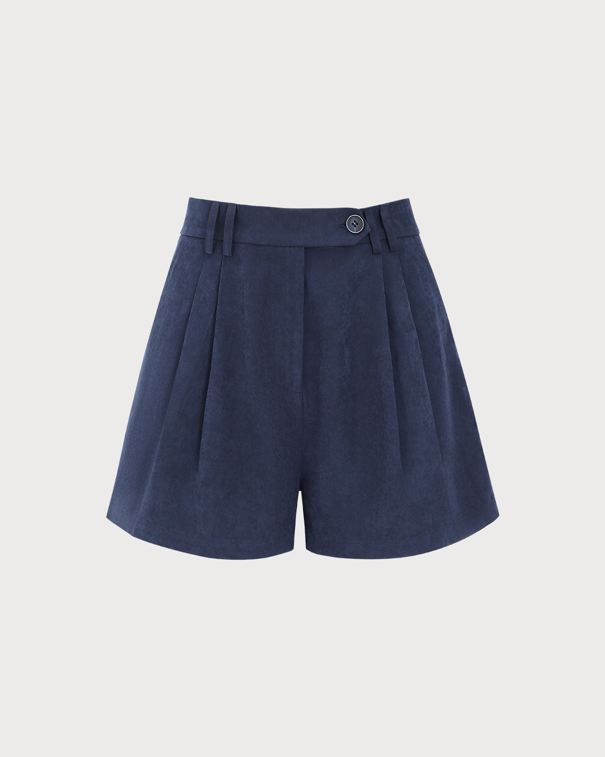 Navy High-waisted Suede Pleated Shorts Cheap Best Store To Get