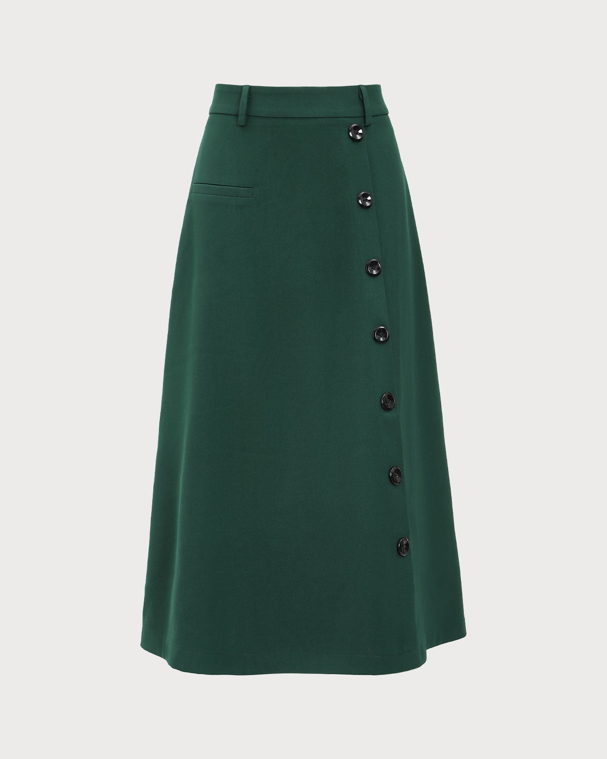 Green High-waisted Button Midi Skirt Cheap Sale Pick A Best