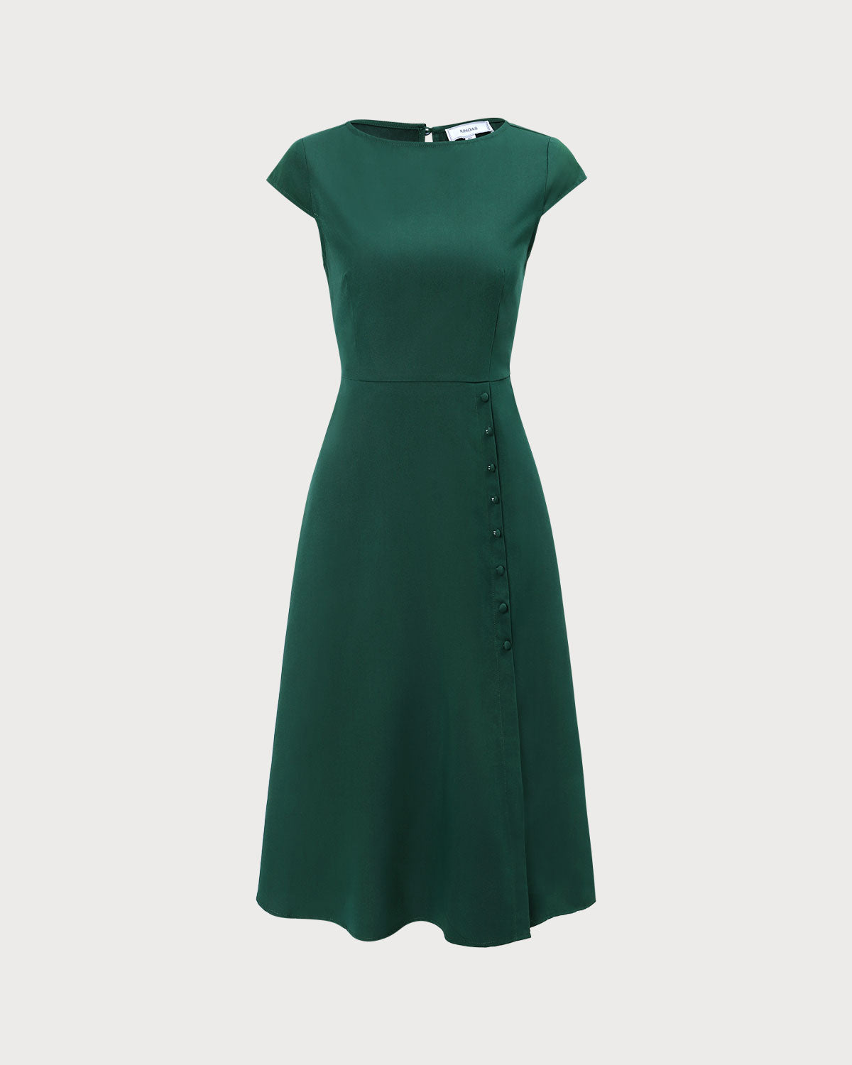 The Green Boat Neck Cutout Back Midi Dress Sale Low Cost