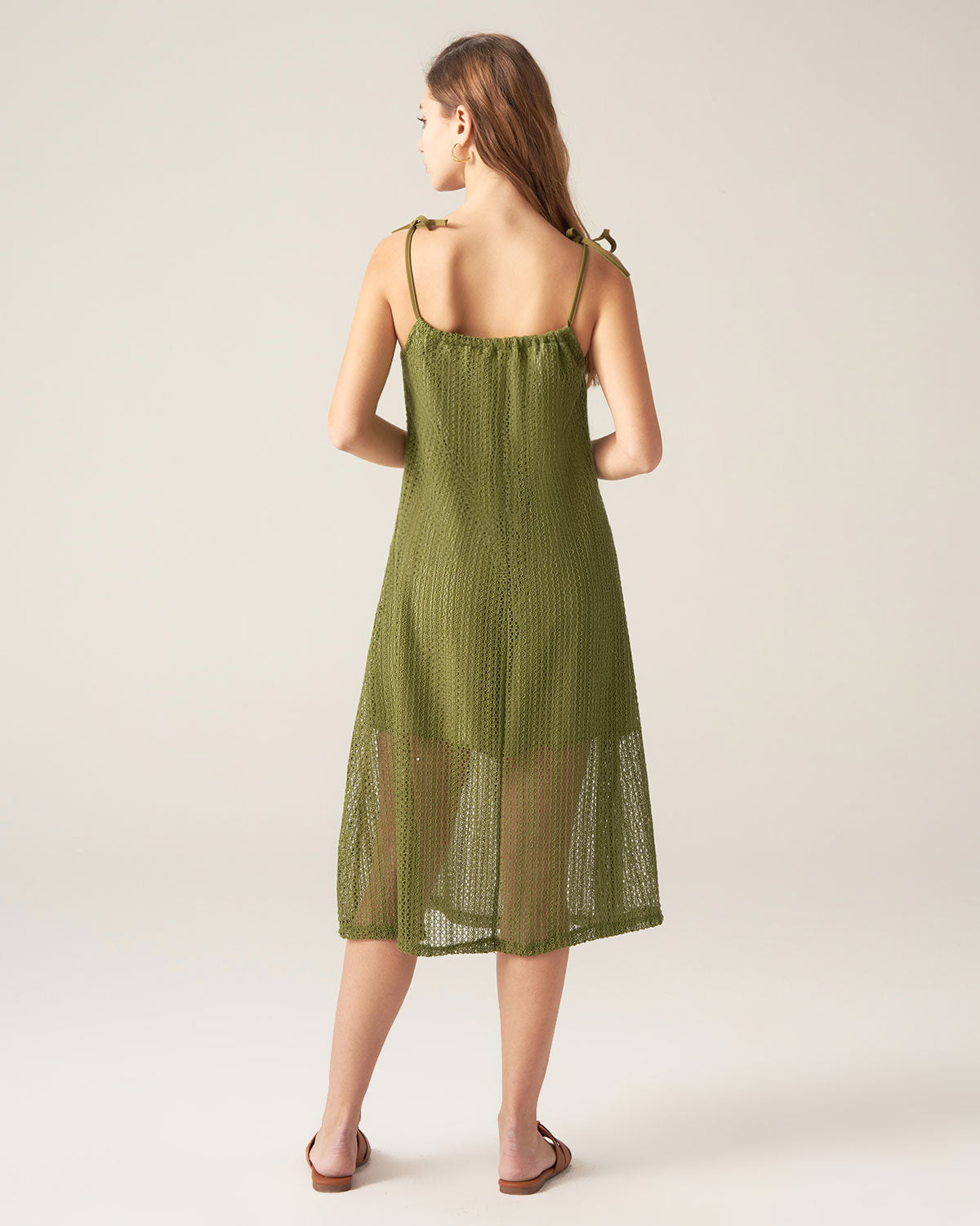 Green Crochet Tie Strap Midi Dress Outlet Countdown Package