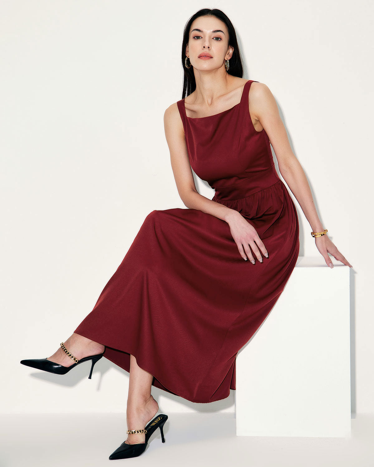 Wine Red Satin Slip Maxi Dress Latest Cheap Online