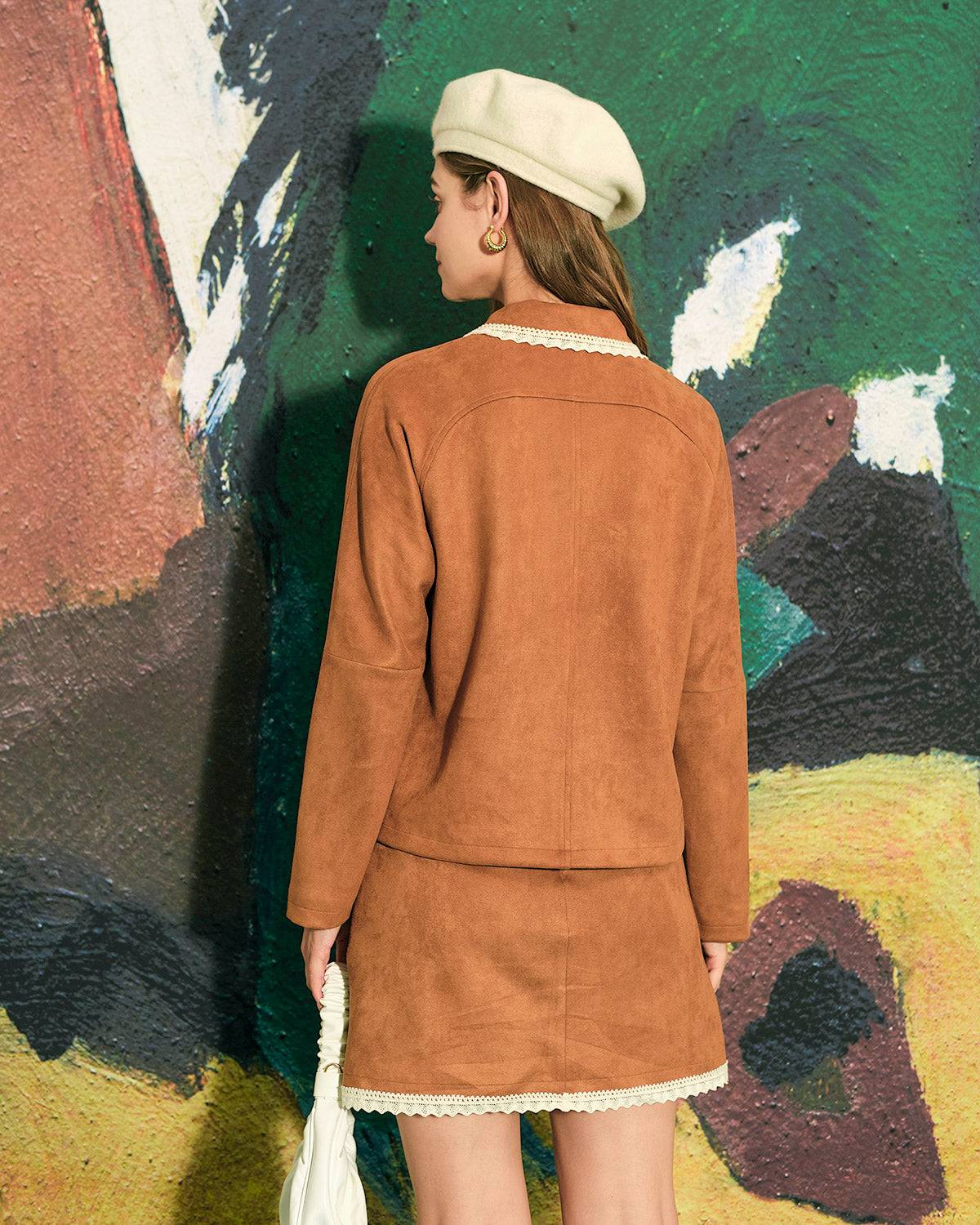 The Lapel Single-breasted Suede Jacket Pictures Online