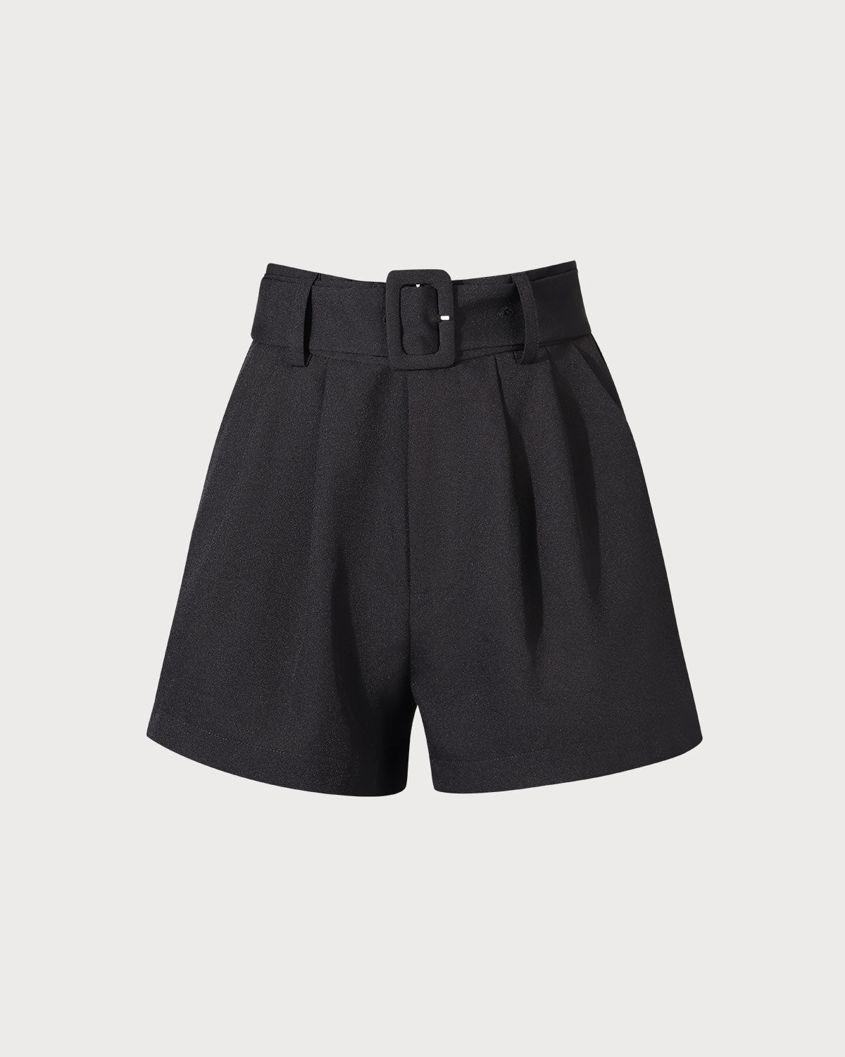 The Black High-waisted Pleated Belted Shorts Genuine Sale Online