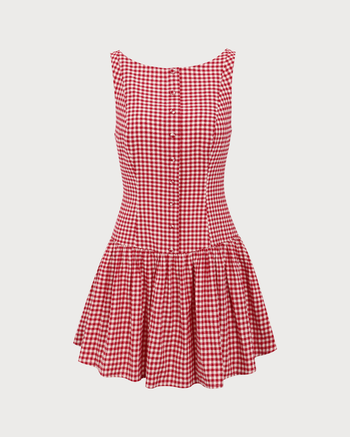 Red Plaid Boat Neck Mini Dress Footlocker For Sale