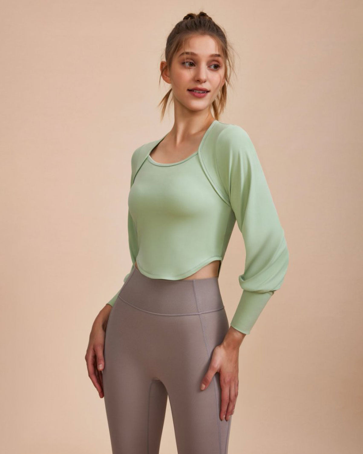 Green Round Neck Long Sleeve Top Outlet For Nice