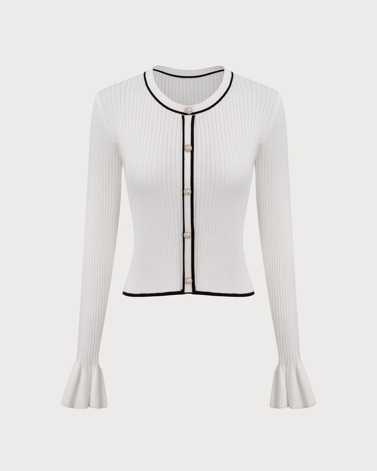 Women's White Contrasting Knit Top