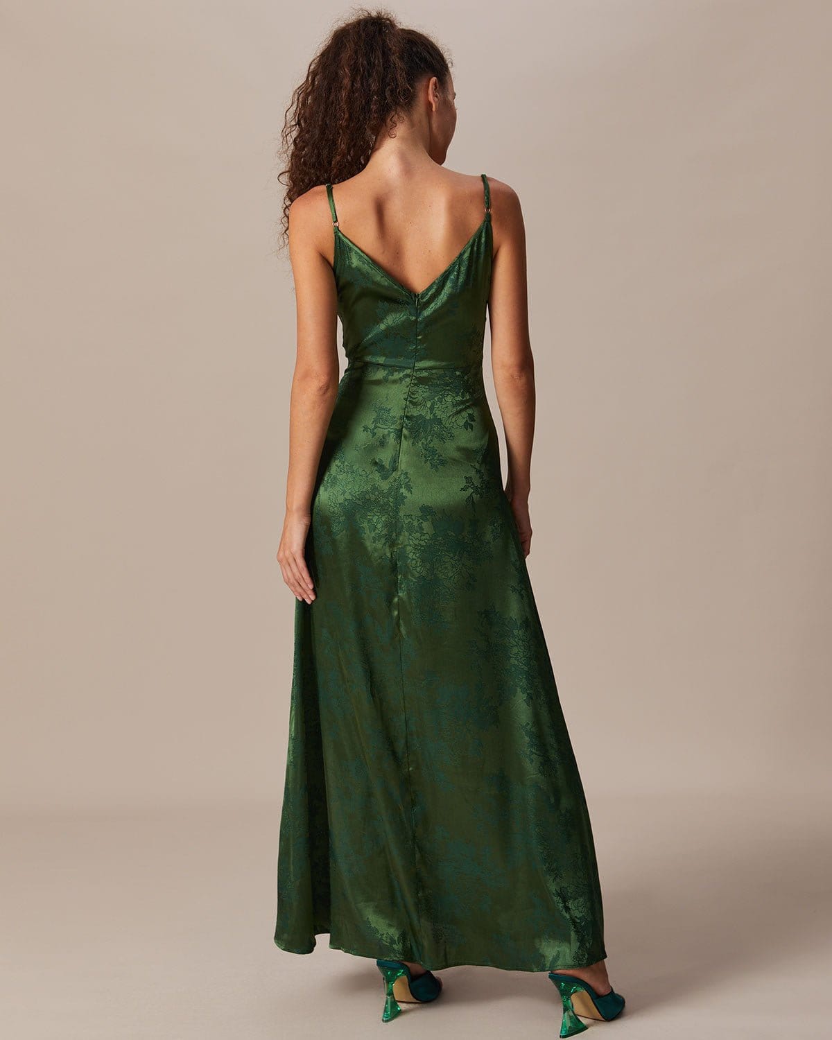 The Green Cowl Neck Jacquard Satin Maxi Dress Cheapest Pice Cheap Online