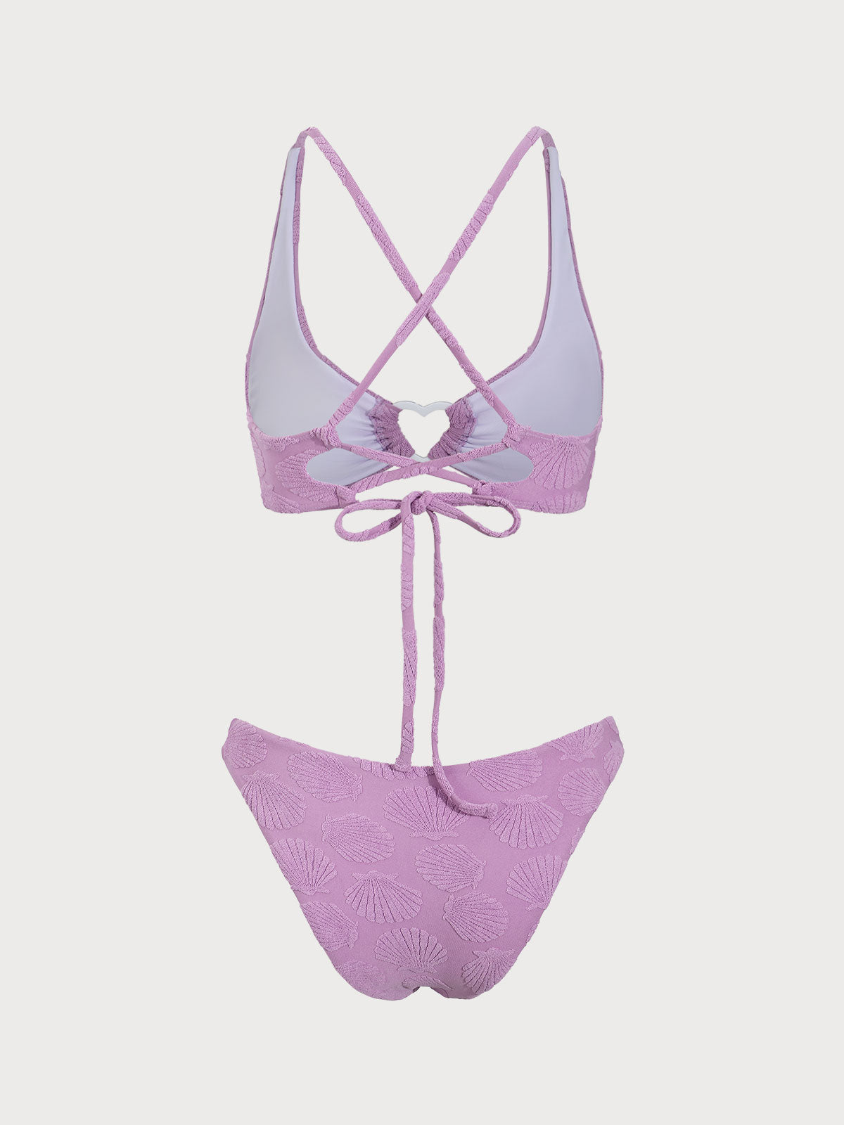 Purple Jacquard O-Ring Bikini Set Fashion Style For Sale