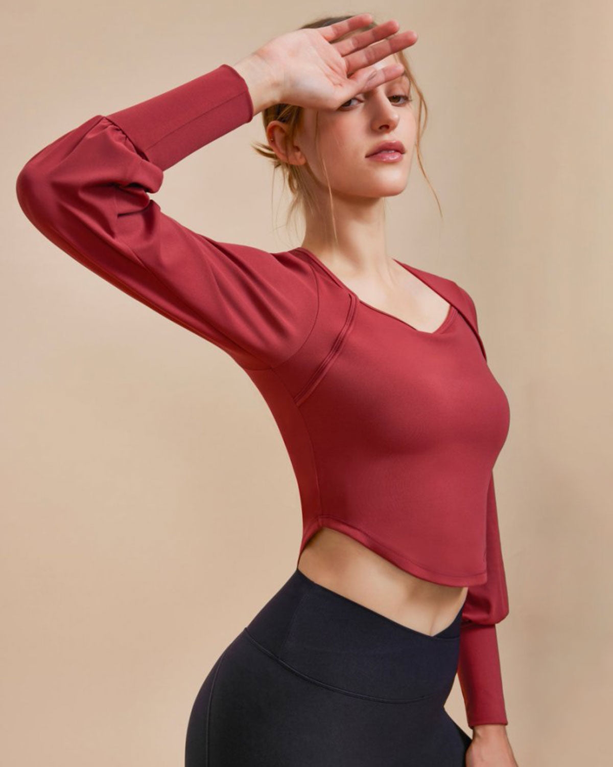 Red Round Neck Long Sleeve Top Sale Amazing Pice