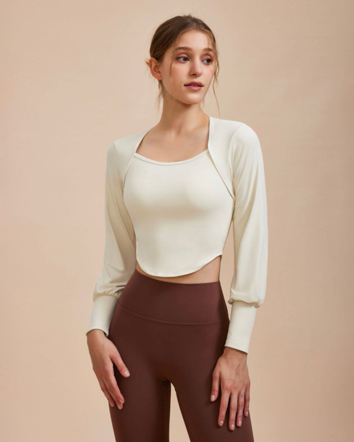 White Round Neck Long Sleeve Top Clearance 2025