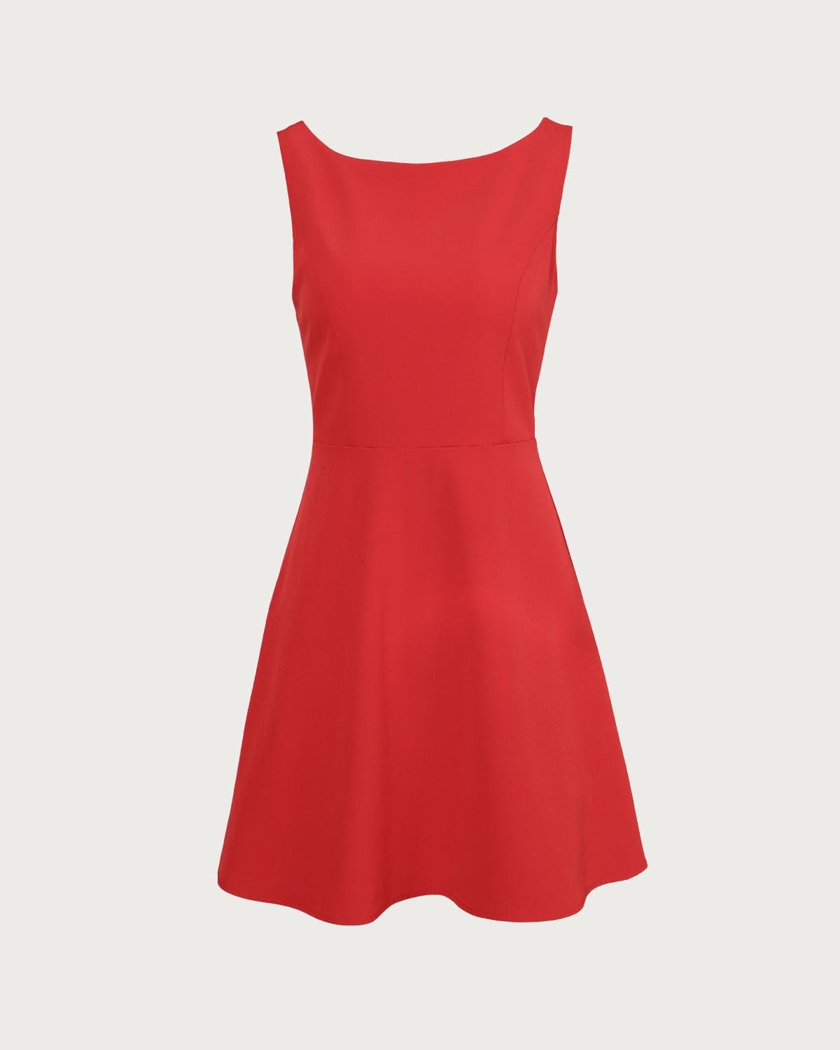 The Red Boat Neck High Waisted Mini Dress Purchase For Sale