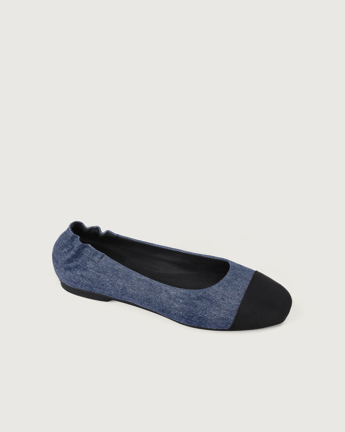 Enfiis Blue Twill Denim Square Toe Ballet Flats Cheap Newest