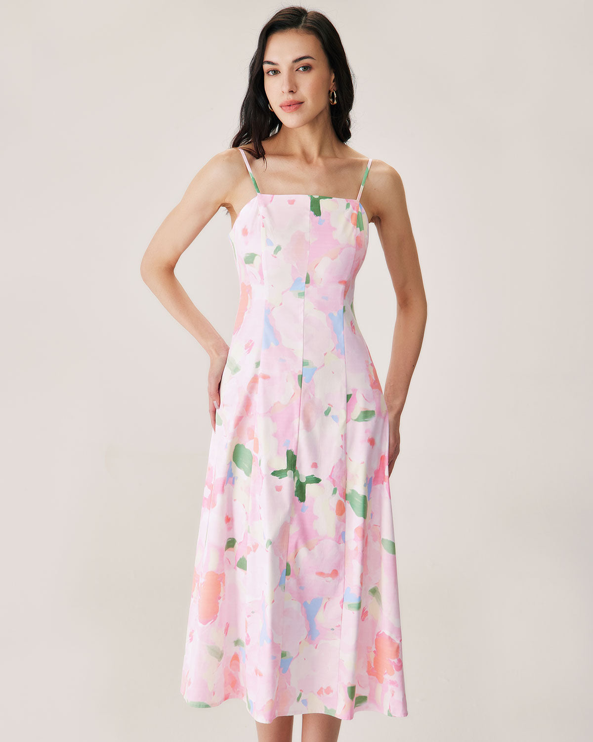 Pink Floral Slip Midi Dress Buy Cheap Best Wholesale