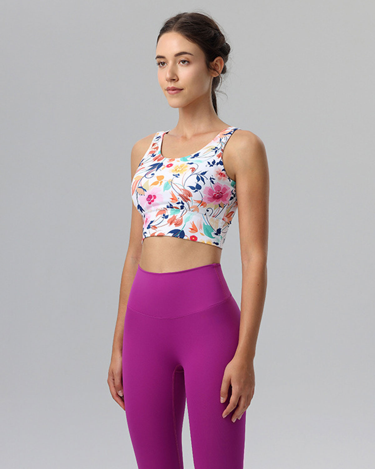 Floral V-shape Tank Top - Light Support Cheap Best Place