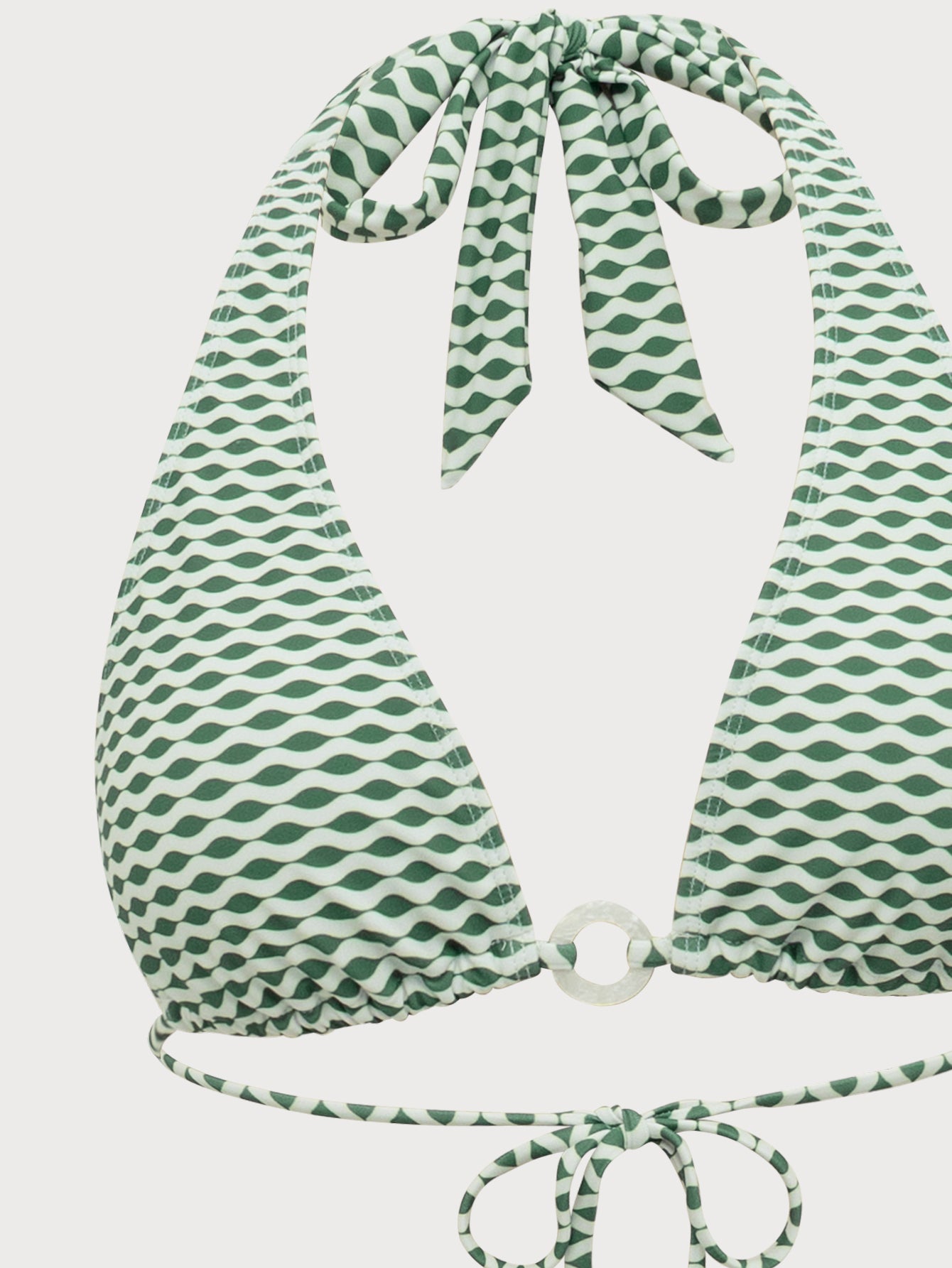 Green Wave Print Hoop Bikini Set Genuine Cheap Pice