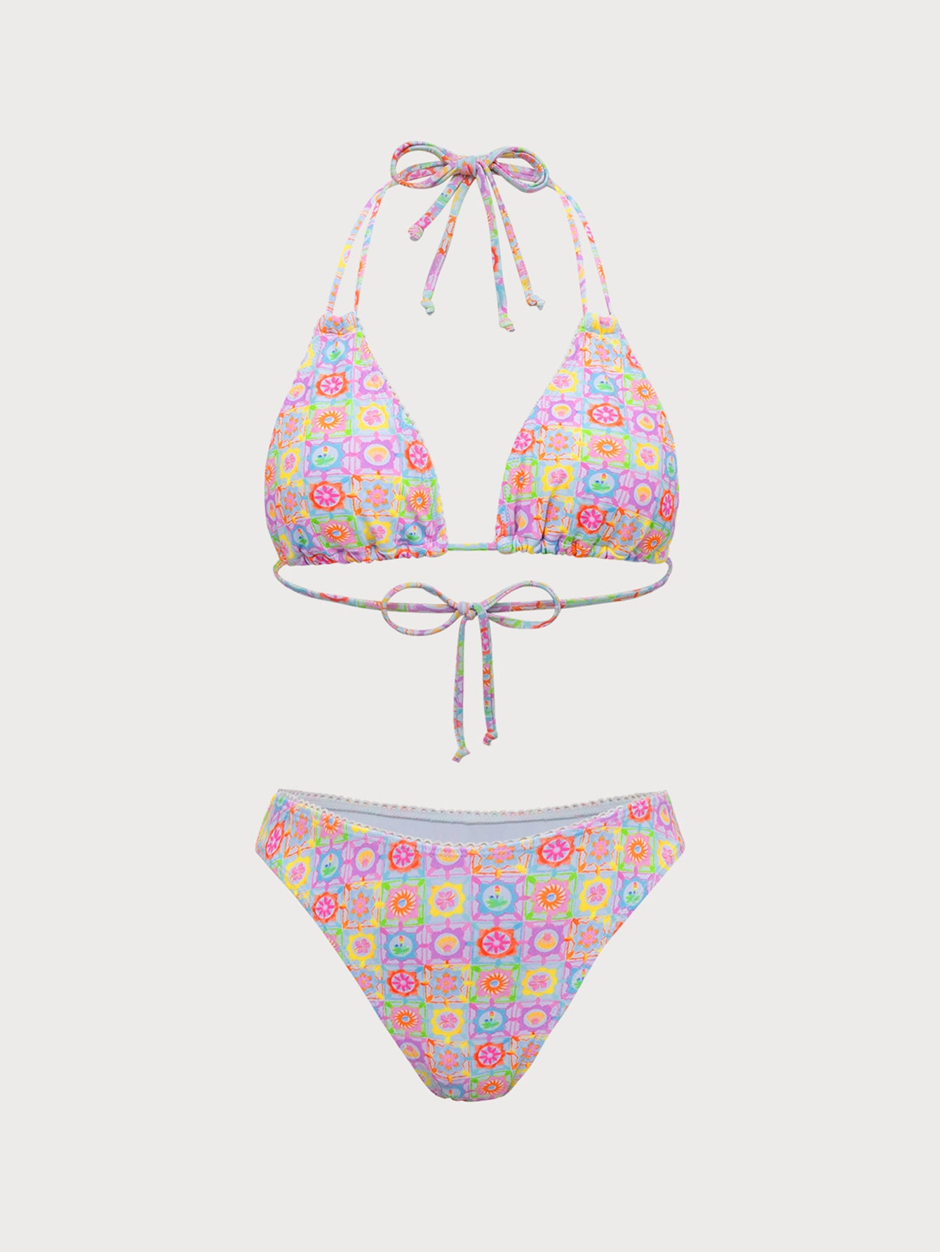 Multi-Color Floral Halter Bikini Set Latest Collections For Sale