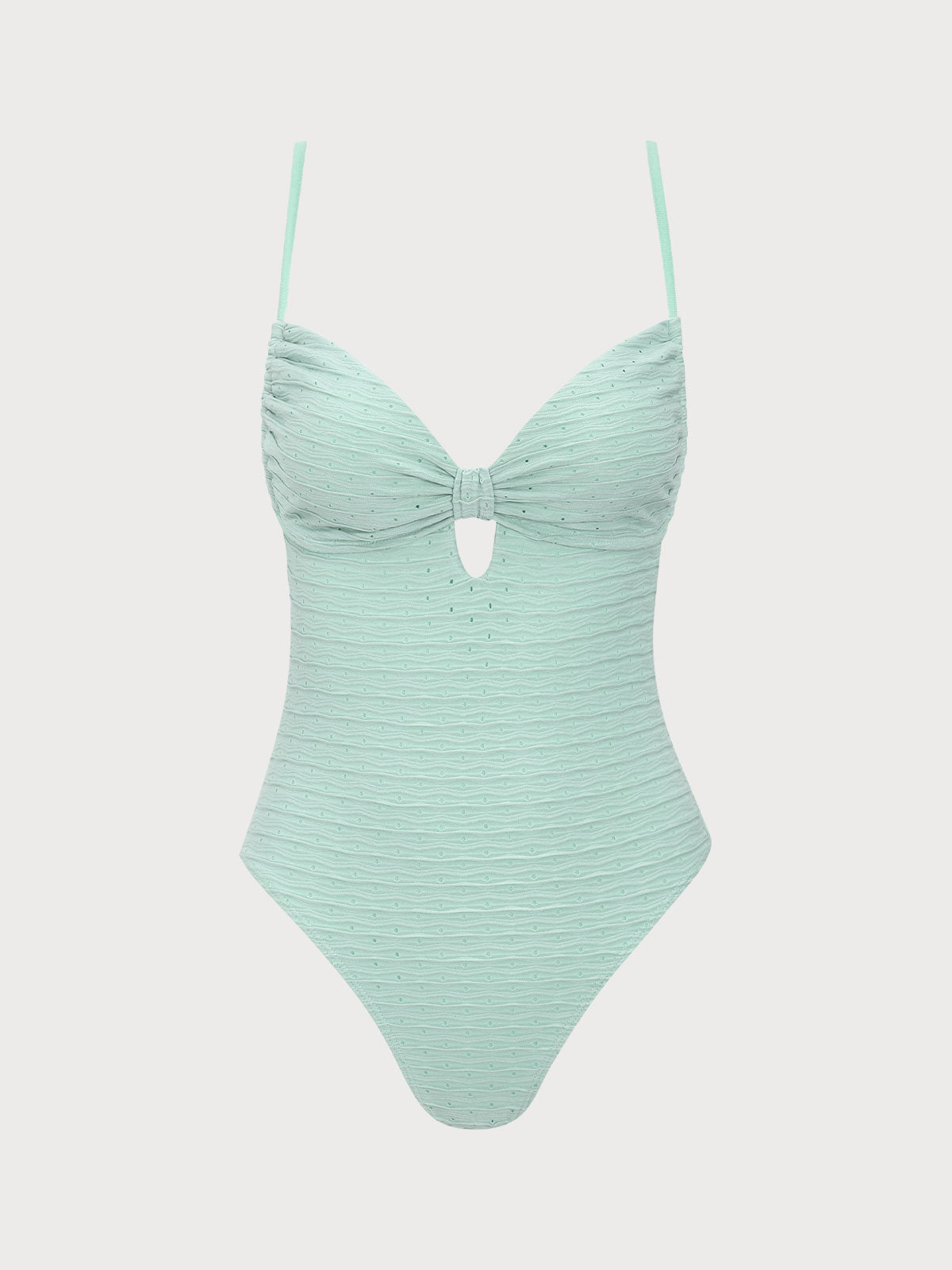 Cyan Cutout Pleated One-Piece Swimsuit Sale Affordable