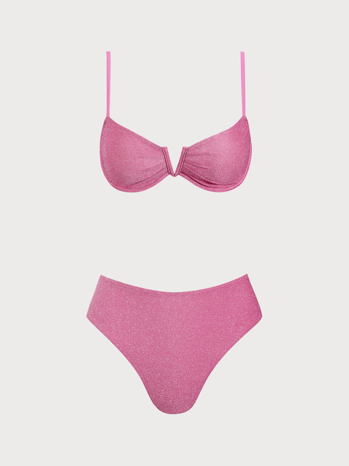 Pink Lurex Underwire Bikini Set Sale Clearance