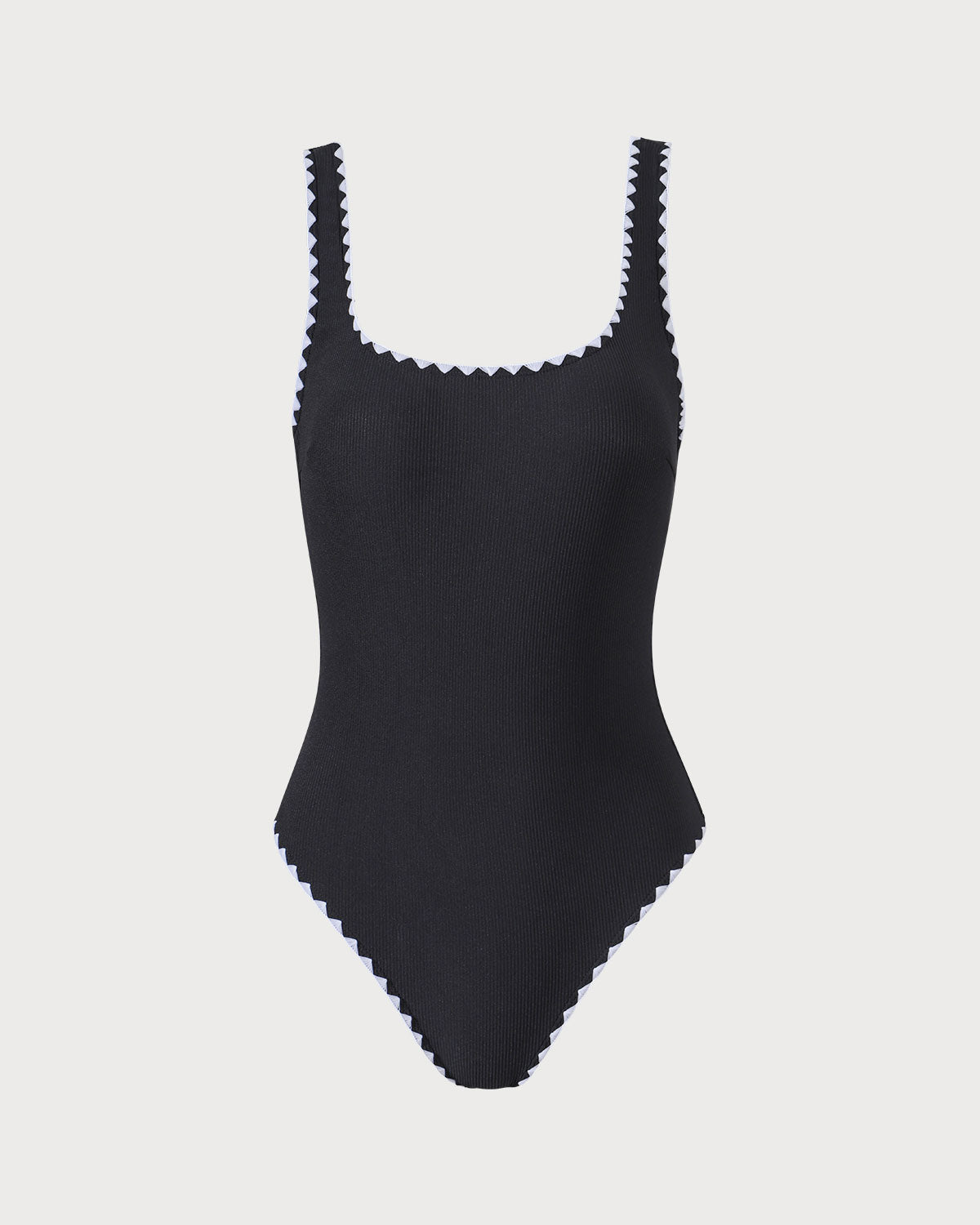 The Black Contrast Ribbed One-Piece Swimsuit Recommend