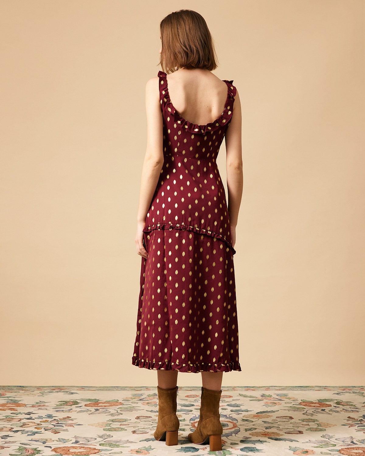 The Polka Dot Sleeveless Slit Midi Dress New For Sale