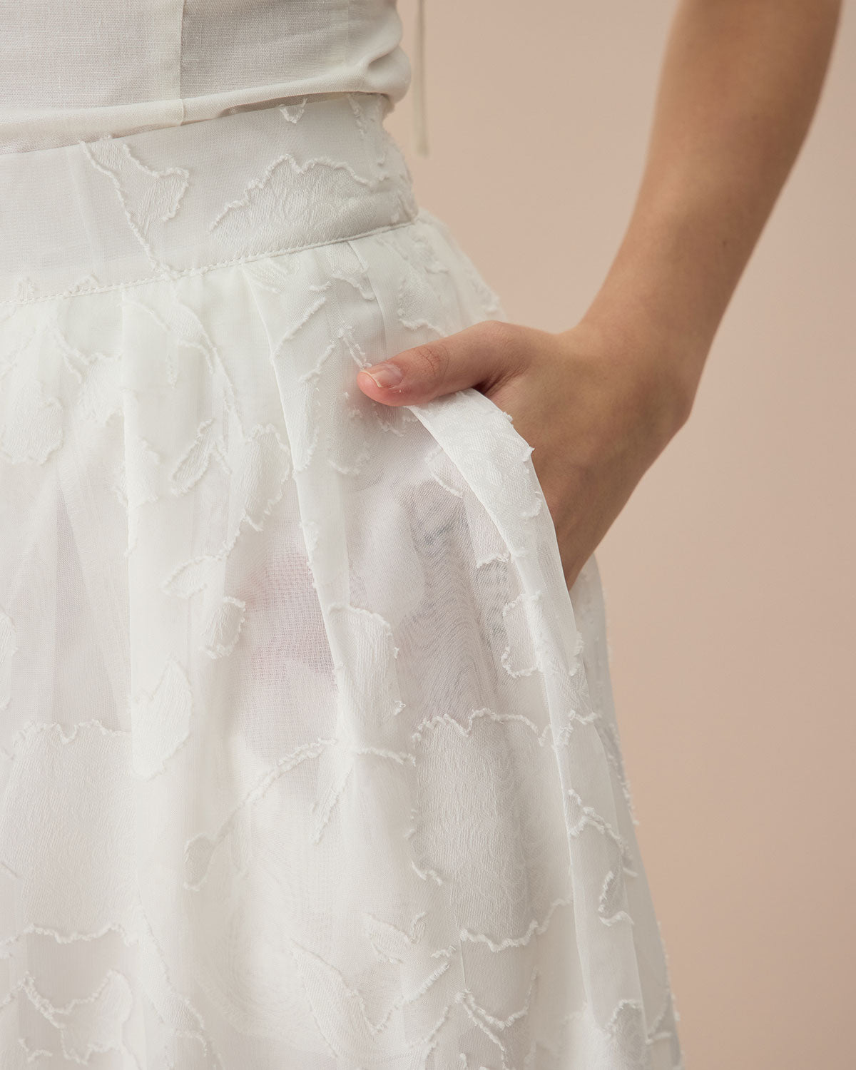 The White Jacquard Midi Skirt Low Cost Online