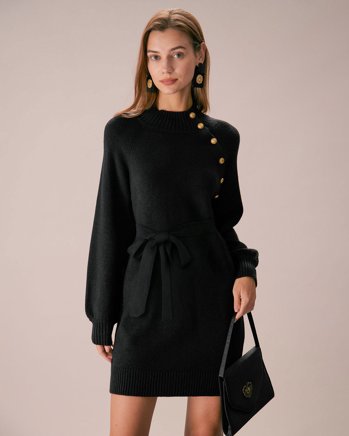 The Black Lantern Sleeve Sweater Mini Dress Buy Cheap Limited Edition