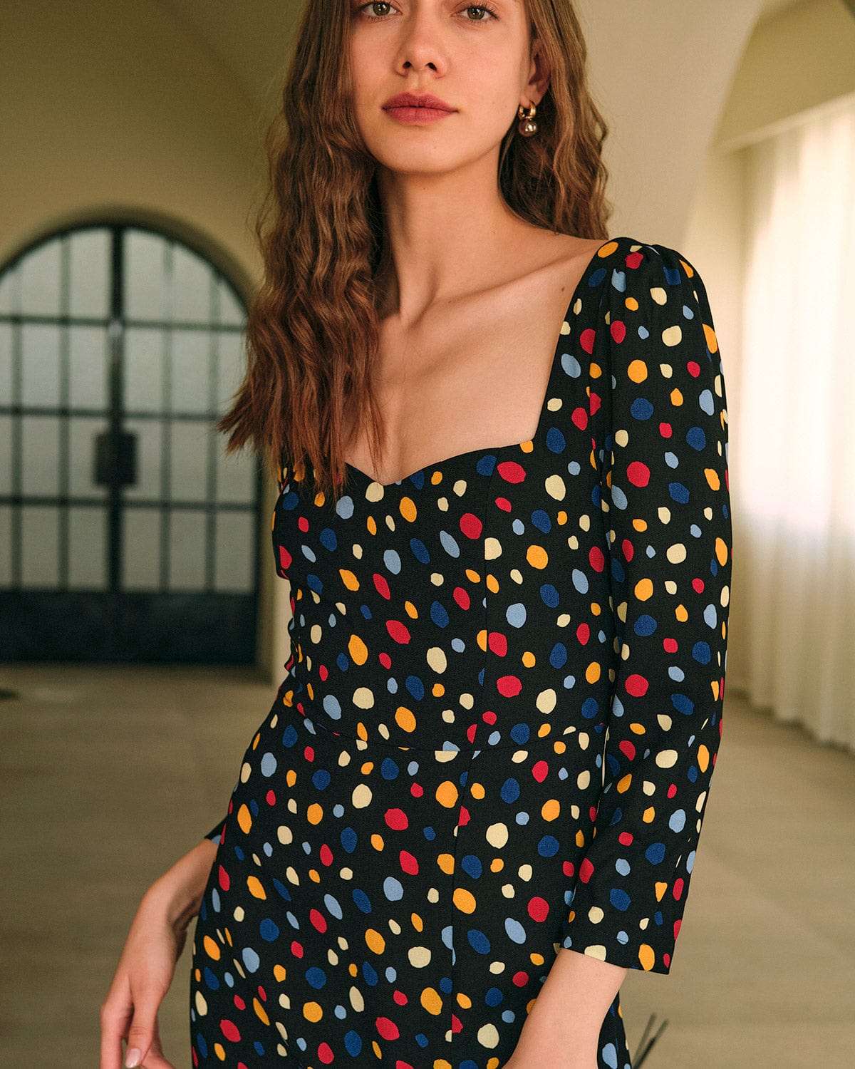 The Sweetheart Neck Polka Dot Maxi Dress Discount For Cheap