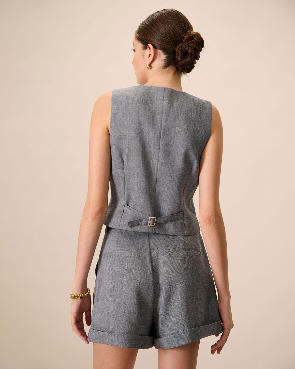 The Grey V-Neck Button Vest Discount Cheapest