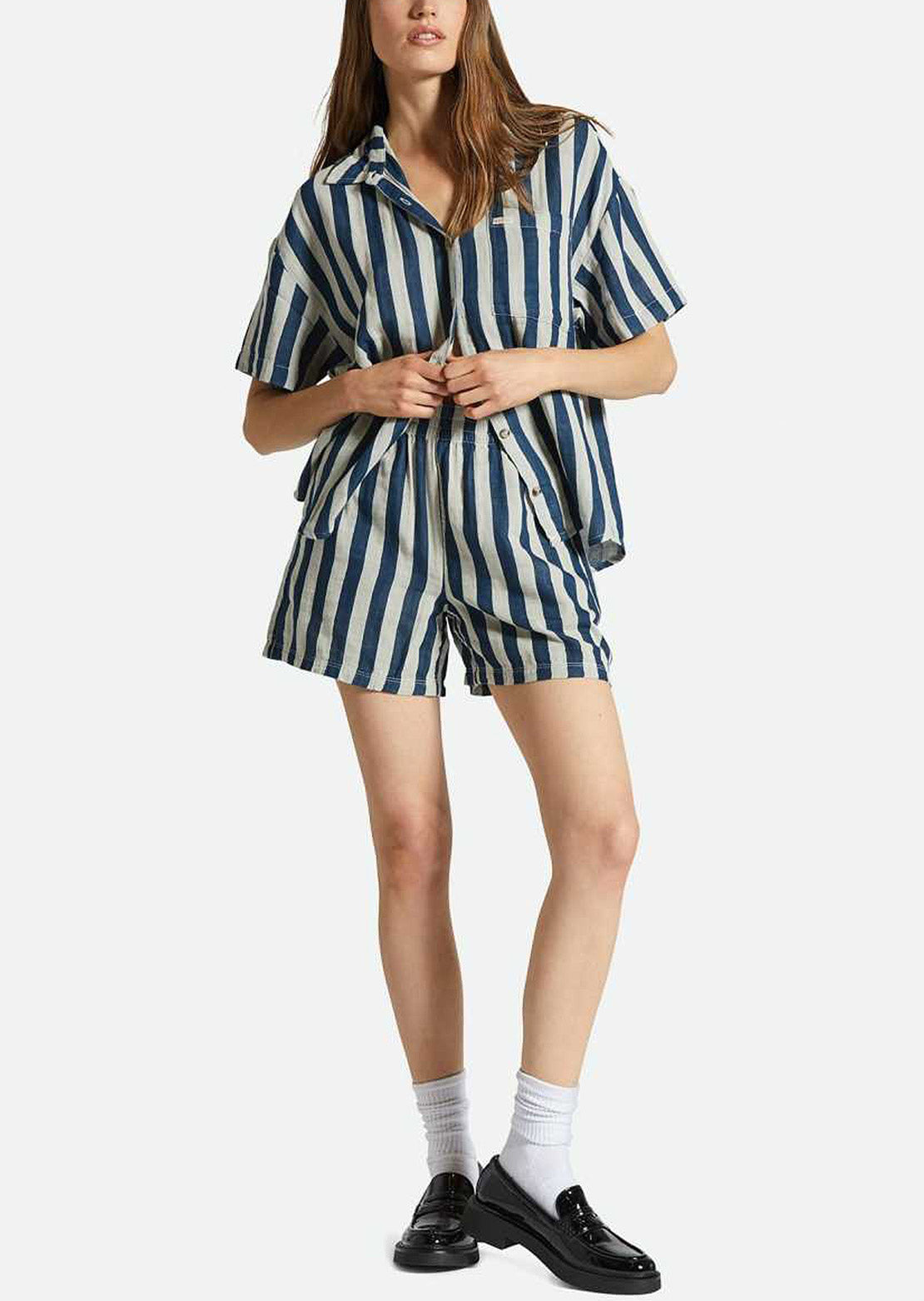 Brixton Women's Mykonos Stripe BF Woven Button Up Shirt