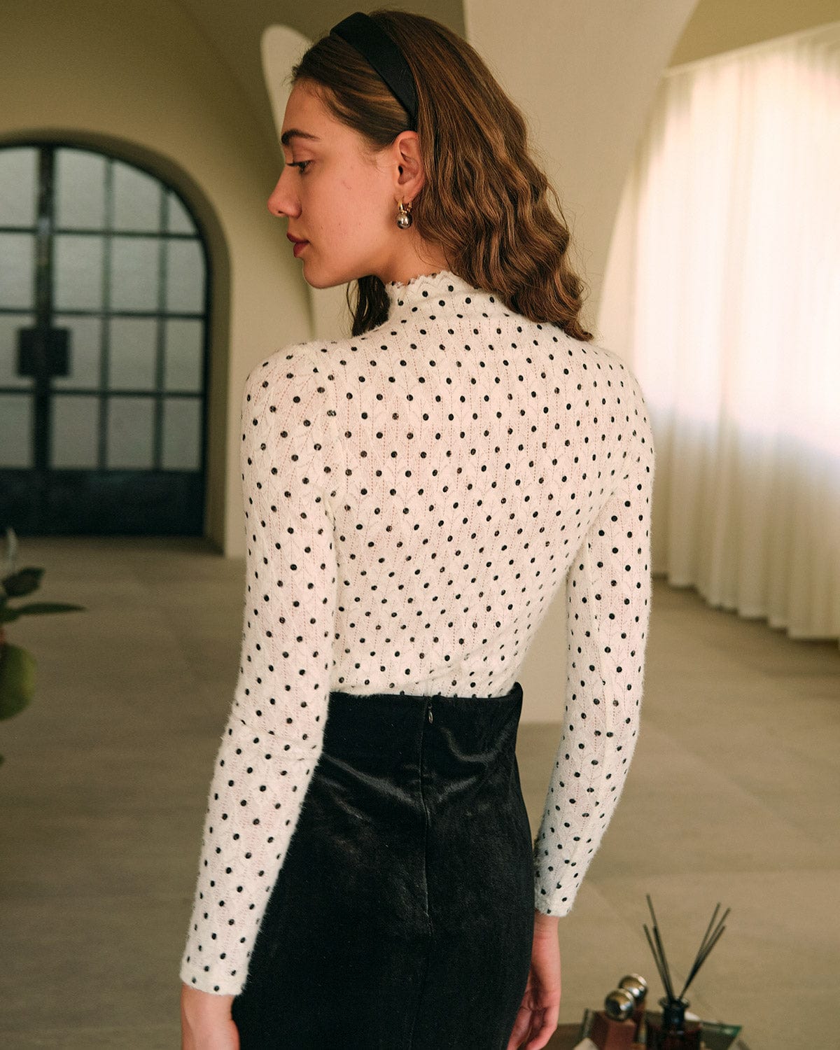 The Polka Dot Mock Neck Knit Top Buy Cheap Best Pices