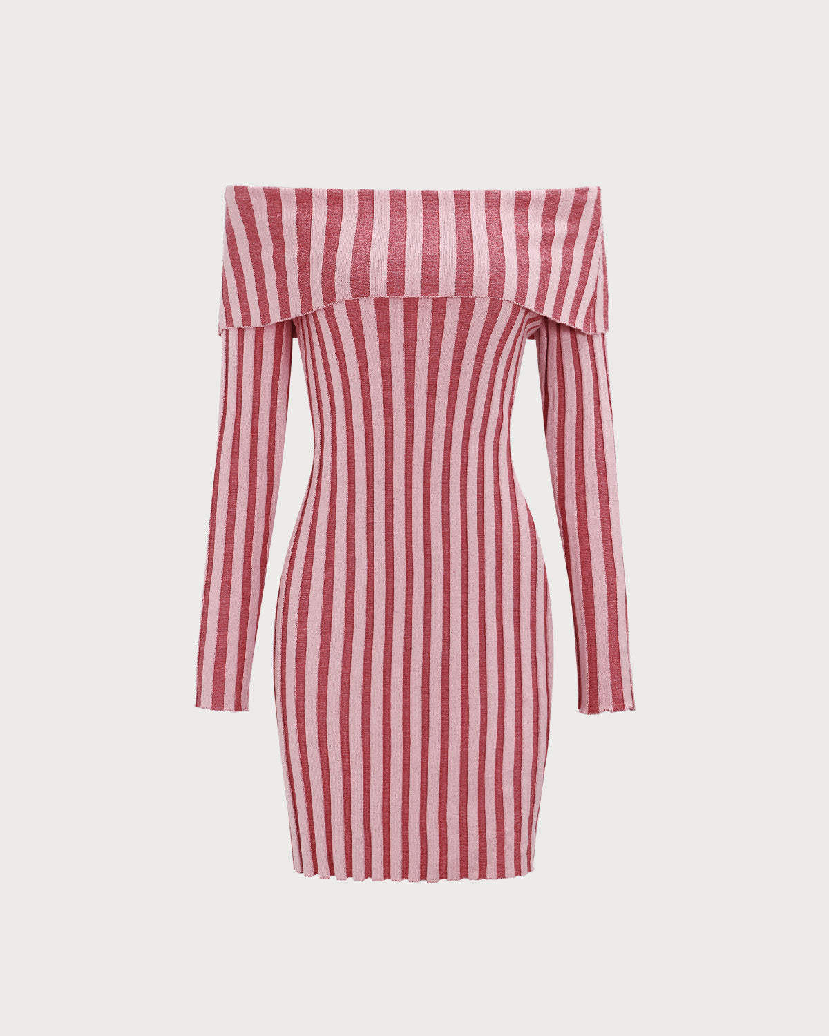 Pink Striped Off The Shoulder Bodycon Sweater Dress Sast Sale Online