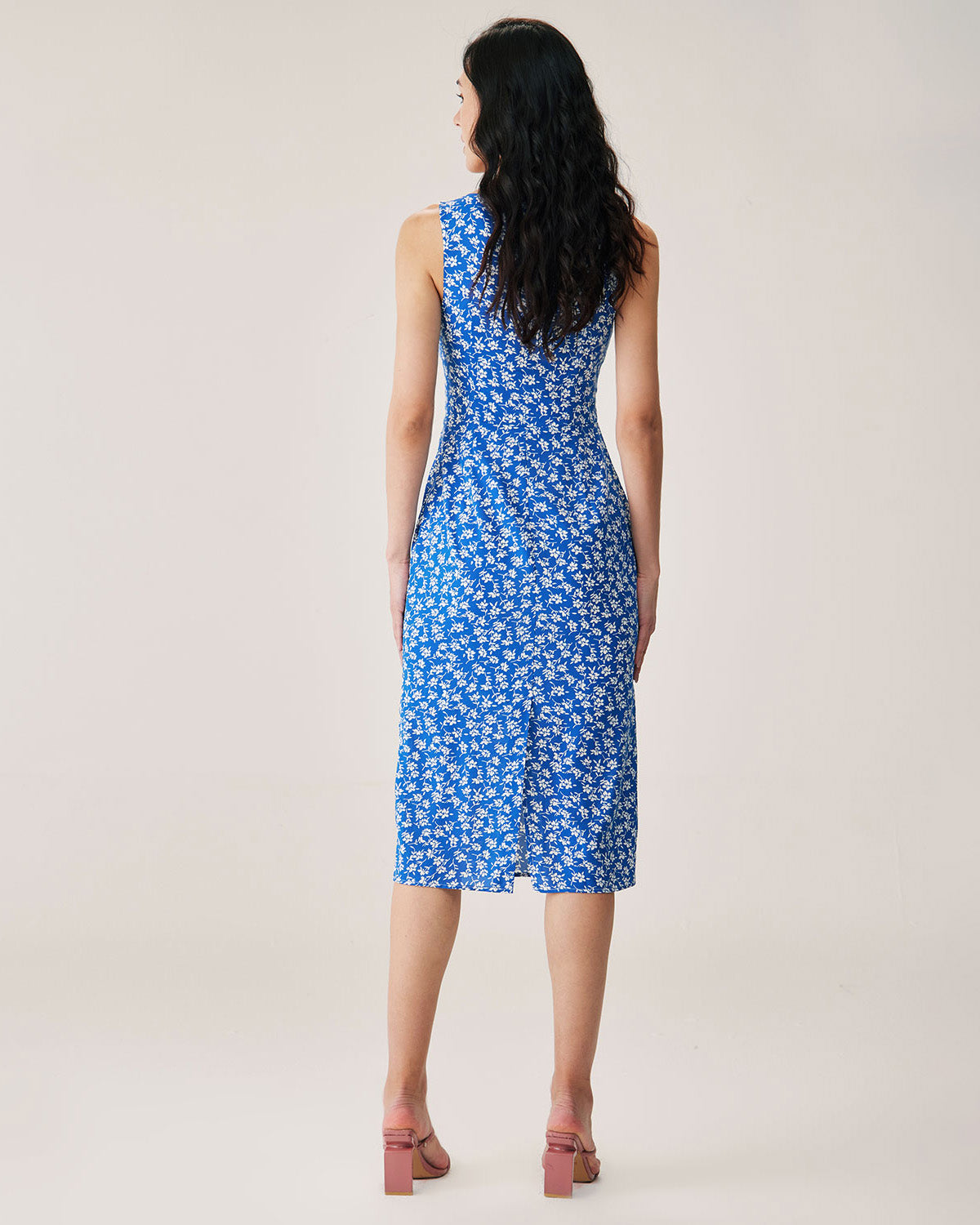 Blue Floral Slit Slip Midi Dress Pick A Best Sale Online