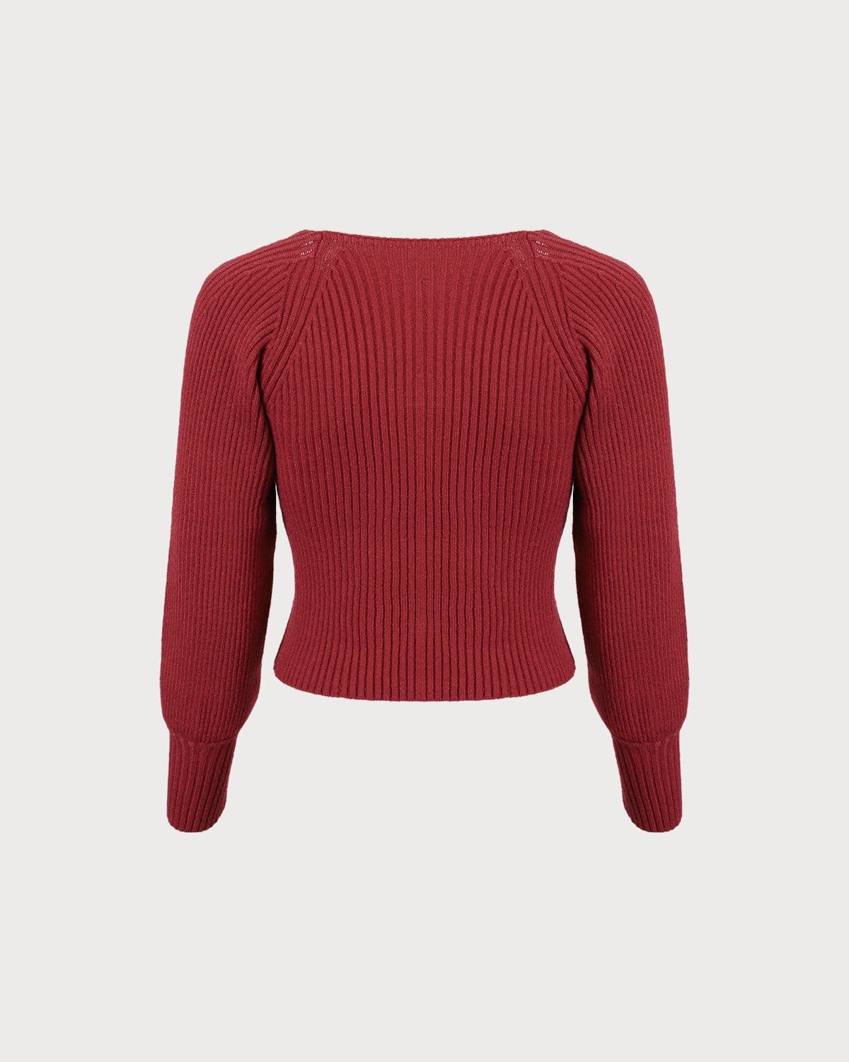 The Red Scoop Neck Lantern Sleeve Sweater Discounts